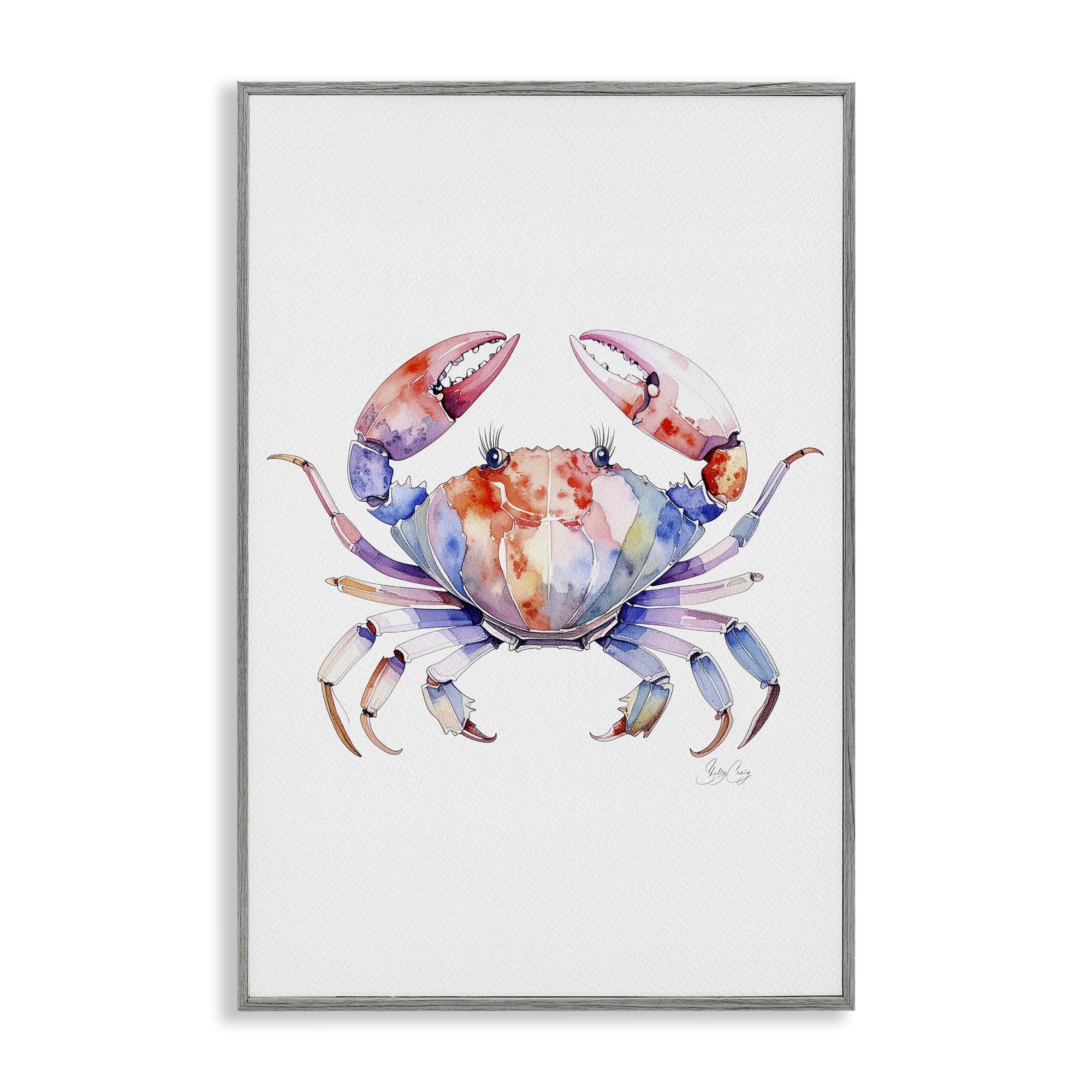 Stupell Industries Farmhouse Gray (Textured) 'Tide Dancer Crab'| Framed Giclee Art