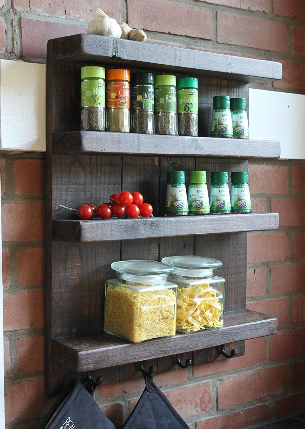 Portaspezie in legno di Acacia Organizer per armadio