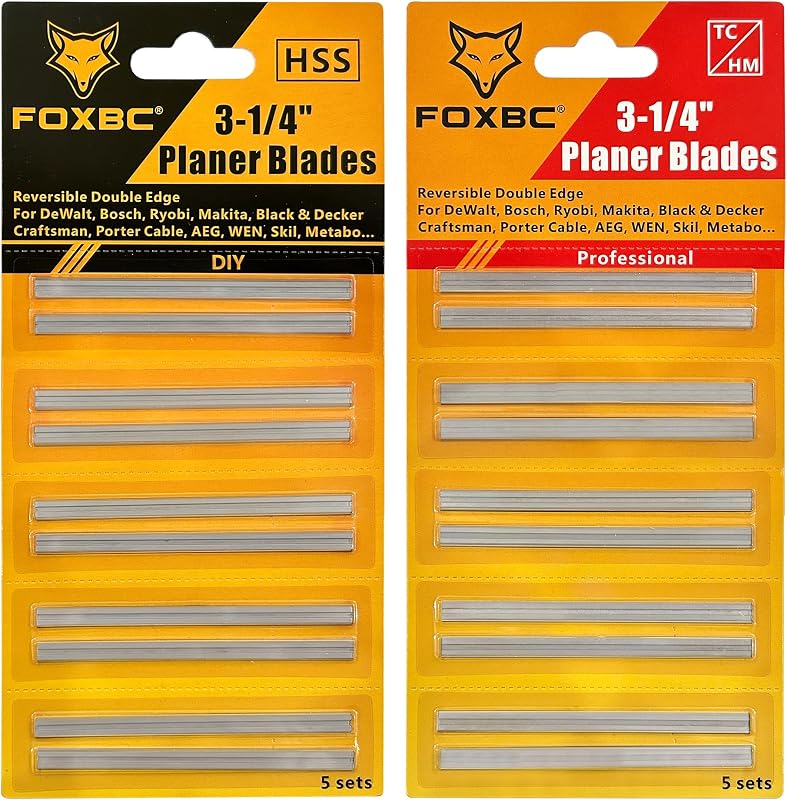 Cuchillas cepilladoras de repuesto de 3-1/4 pulgadas para DeWalt, Makita, Bosch, Wen 6530, Ryobi, Craftsman y más cepilladoras portátiles de mano 3-1/4 - HSS, carburo - Paquete de 20