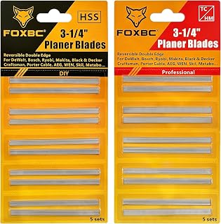 Cuchillas cepilladoras de repuesto de 3-1/4 pulgadas para DeWalt, Makita, Bosch, Wen 6530, Ryobi, Craftsman y más cepilladoras portátiles de mano 3-1/4 - HSS, carburo - Paquete de 20