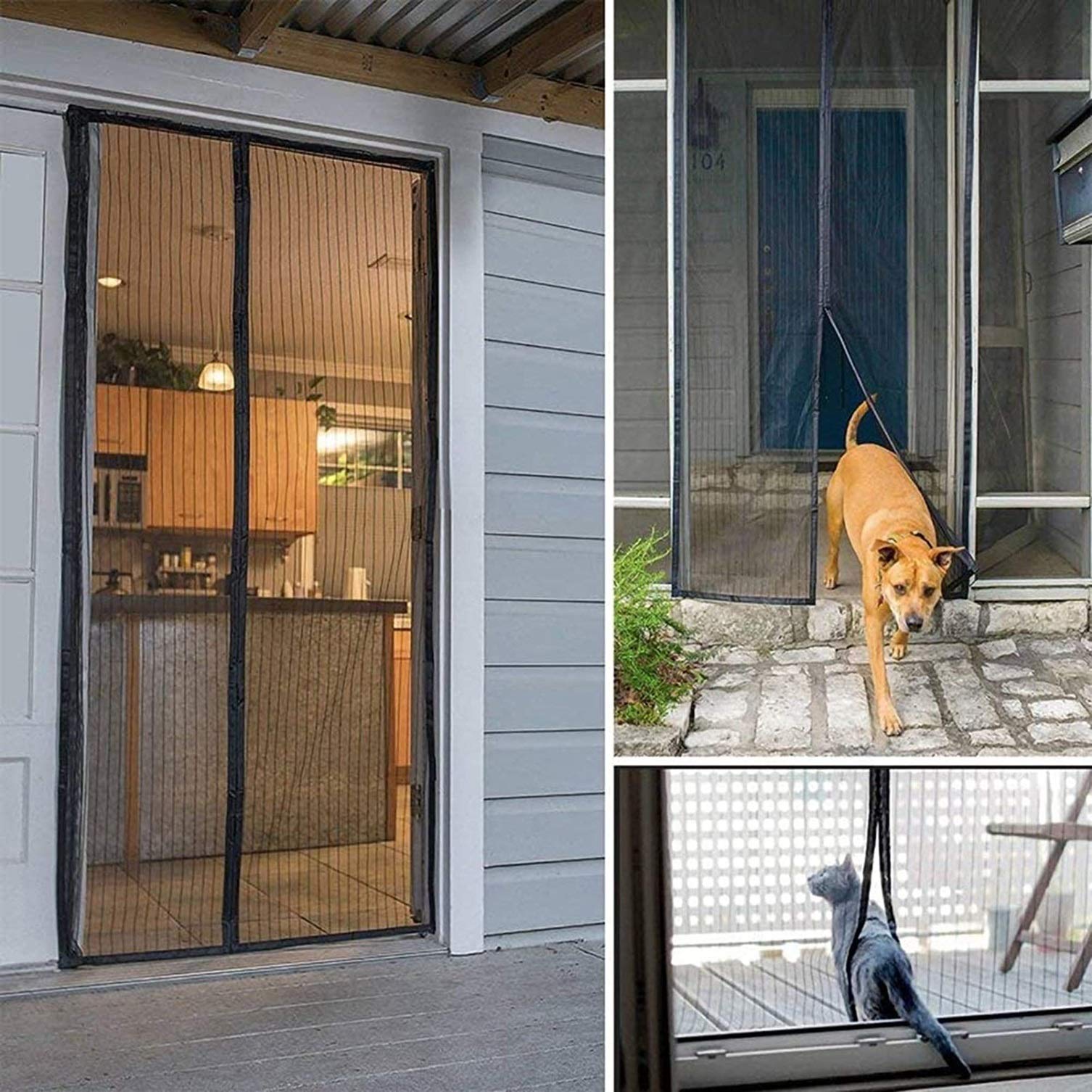 Zanzariera Magnetica 140x250cm Rete Tenda Anti Zanzare Punch Gratuito per Ingresso,Porte, Cortili, Grigio