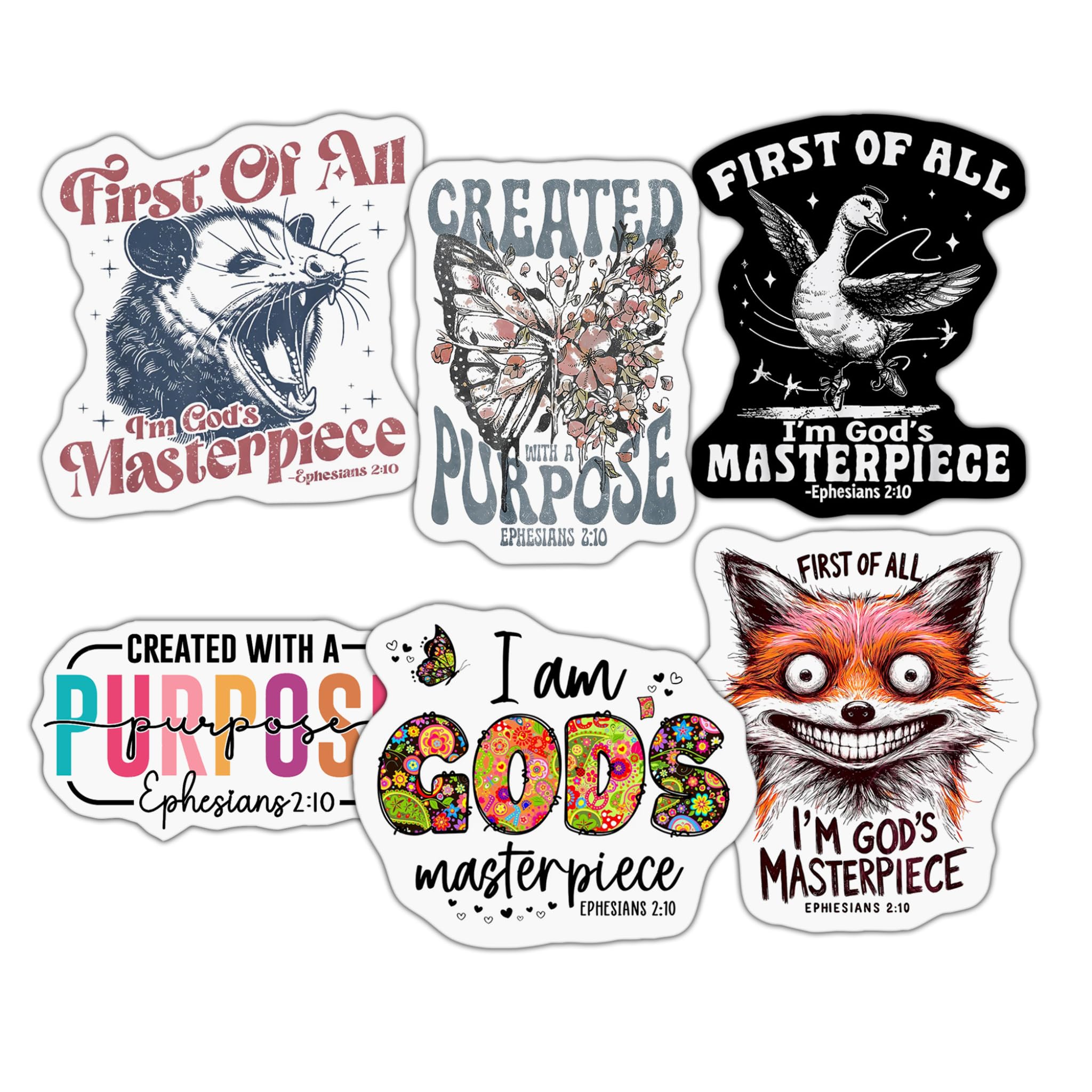 Pack 6 Ephesians 2 10 We are Gods Masterpiece Sticker 3 Inches Bible Verse, Christian, Waterproof Vinyl Sticker