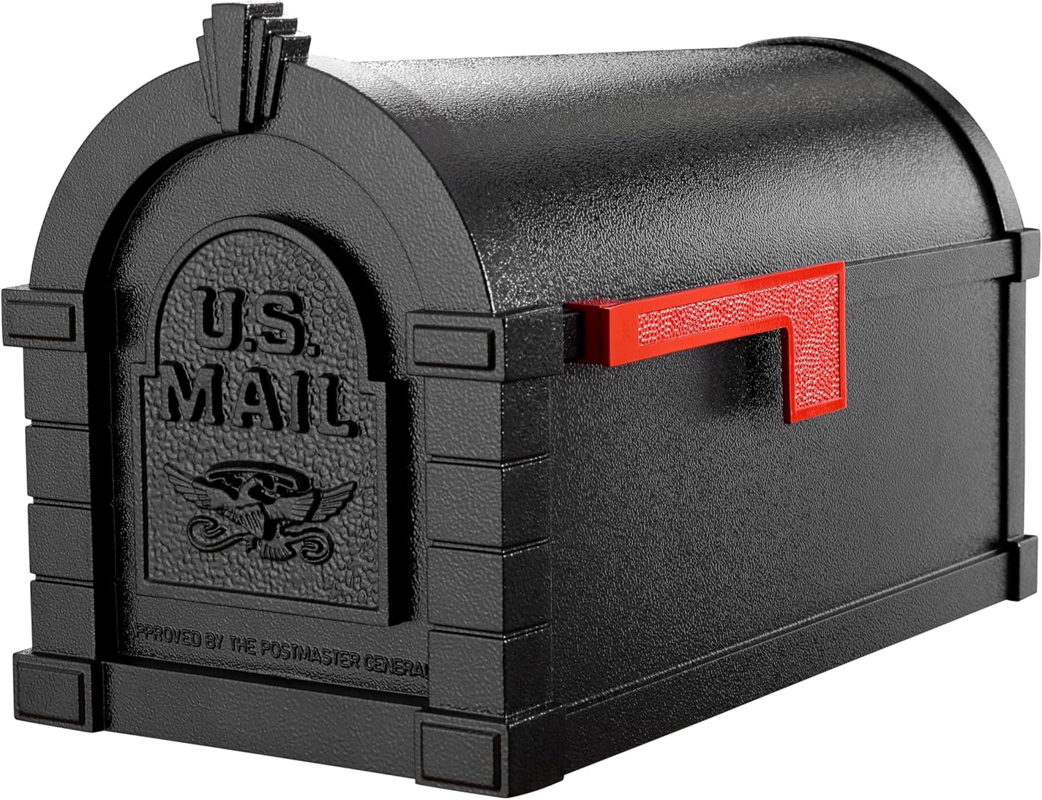 Gaines Keystone Series Mailbox - Black with Black Eagle - Durable Cast Aluminum with Solid Brass Accents
