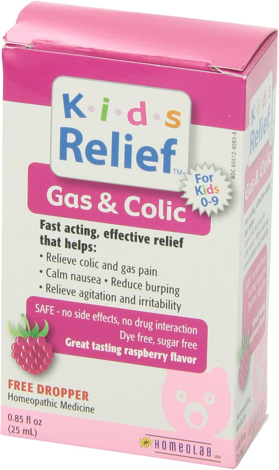 Kids Relief Gas and Colic Oral Solution, Raspberry, 0.85 Fl Oz (Pack of 1) : Health & Household