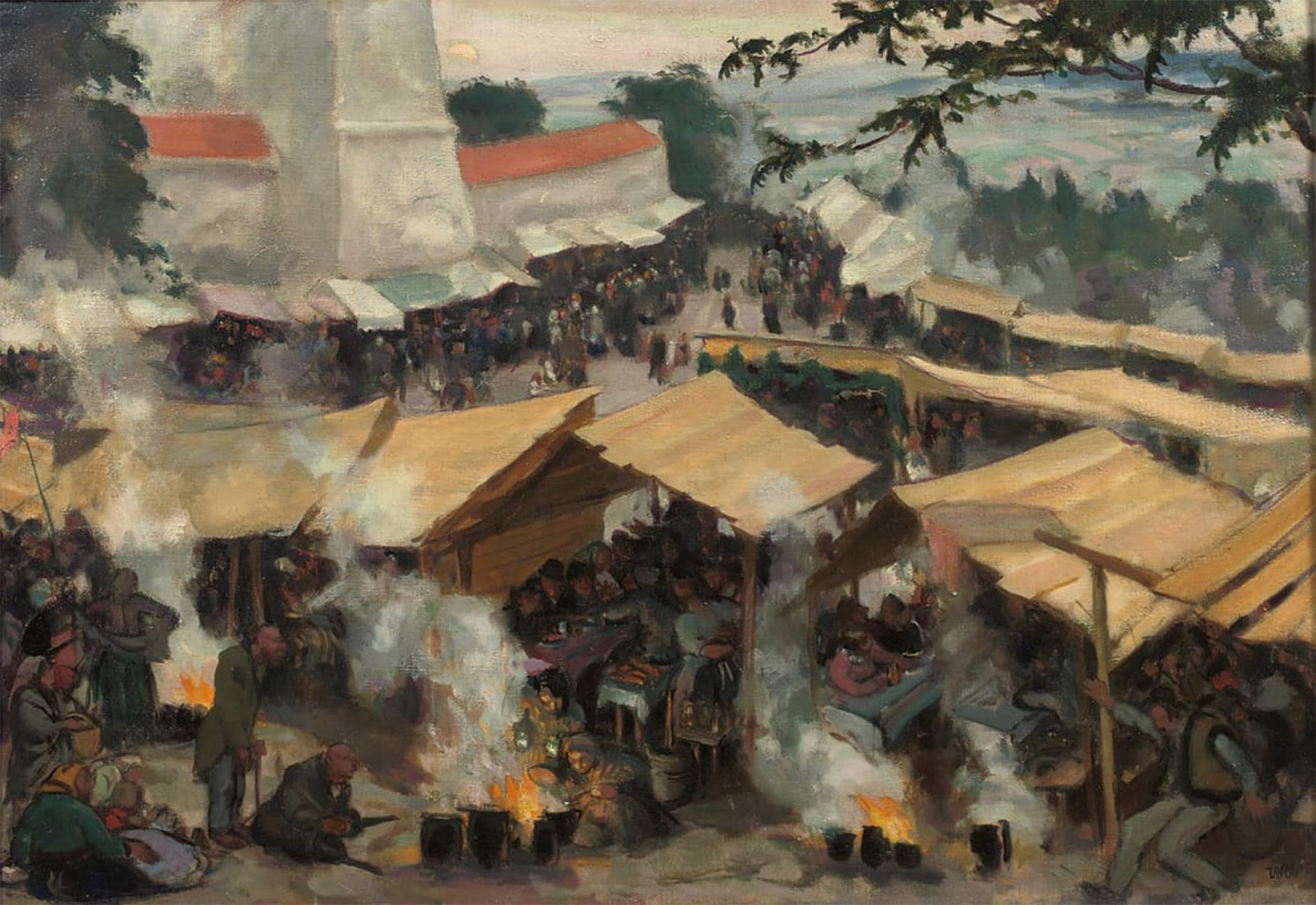 ARTXLXXBN Famous Painting Canvas Artwork Graffiti Print the Fair At Kawaria Zabrzydowska by Wojciech Stanislaw Weiss Portrait Canvas Image for Home Decor 60x90cm