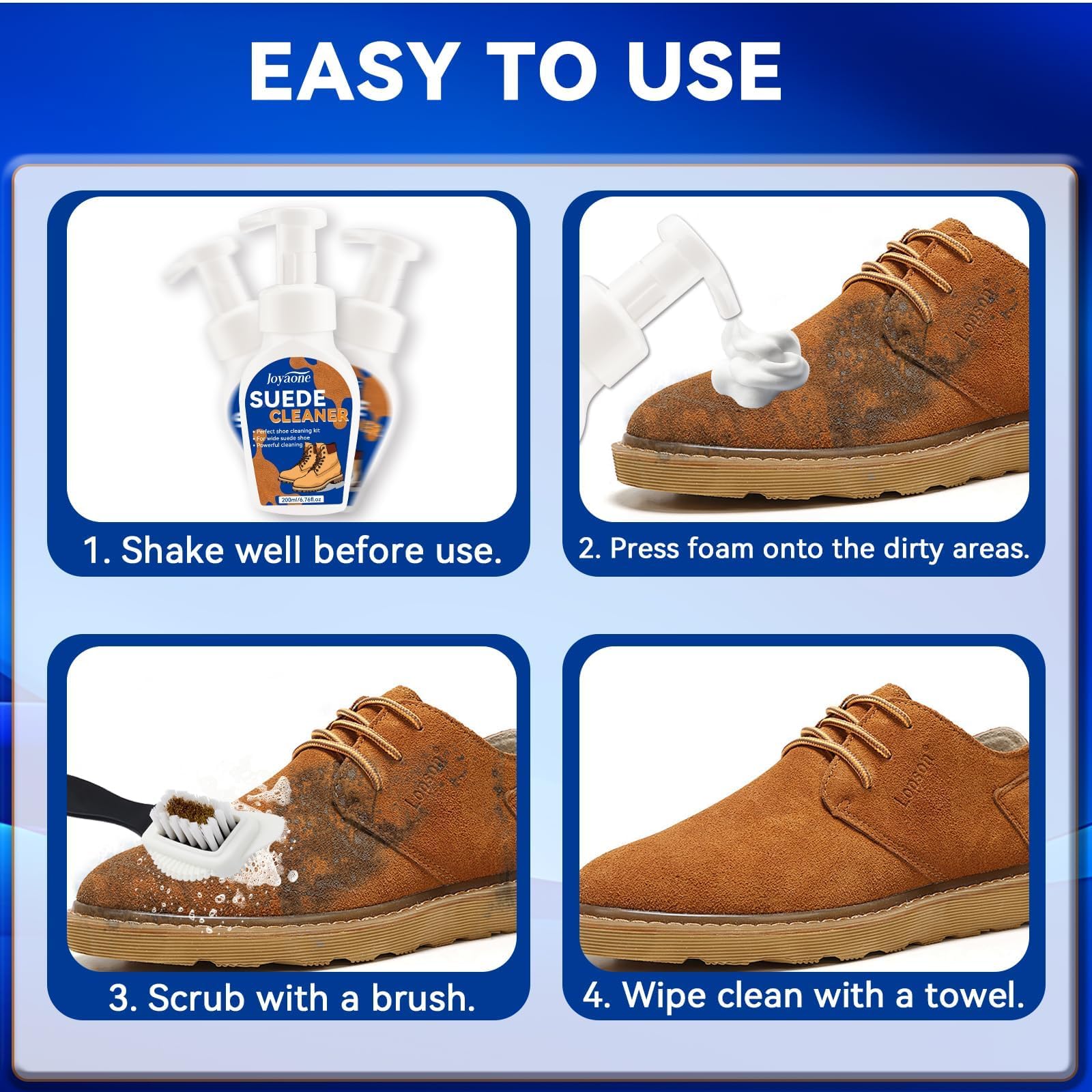 Suede Shoes Cleaner, Suede and Nubuck Cleaner with Brush & Towel, Shoe Cleaner Remove Stain & Water Mark for Suede Fabric — view 6