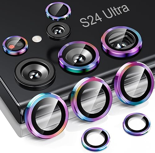 Hoerrye Protector de lente de cámara para Samsung Galaxy S24 Ultra, compatible con fundas, protector de pantalla de vidrio templado Ultra-HD 9H,