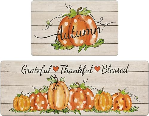 Pauwer Juego de 2 tapetes de cocina de Navidad antifatiga, antideslizantes, acolchados, acolchados, cómodos, para escritorio de pie, impermeables,