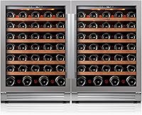 Vista 1 de Ca'Lefort 24 Inch Wine Fridge Bundle, 122 Bottles Large Capacity 40-65°F Temp Control, Adjustable Shelves, Glass Door & 3-Color LED, Built-in or