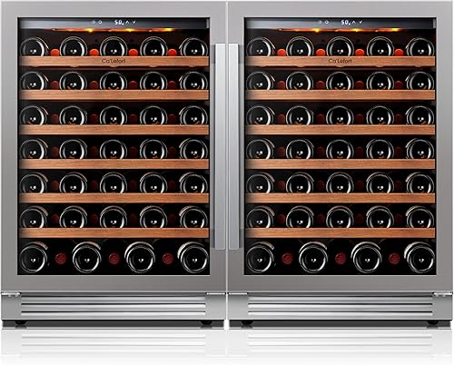 Ca'Lefort 24 Inch Wine Fridge Bundle, 122 Bottles Large Capacity 40-65°F Temp Control, Adjustable Shelves, Glass Door & 3-Color LED, Built-in or