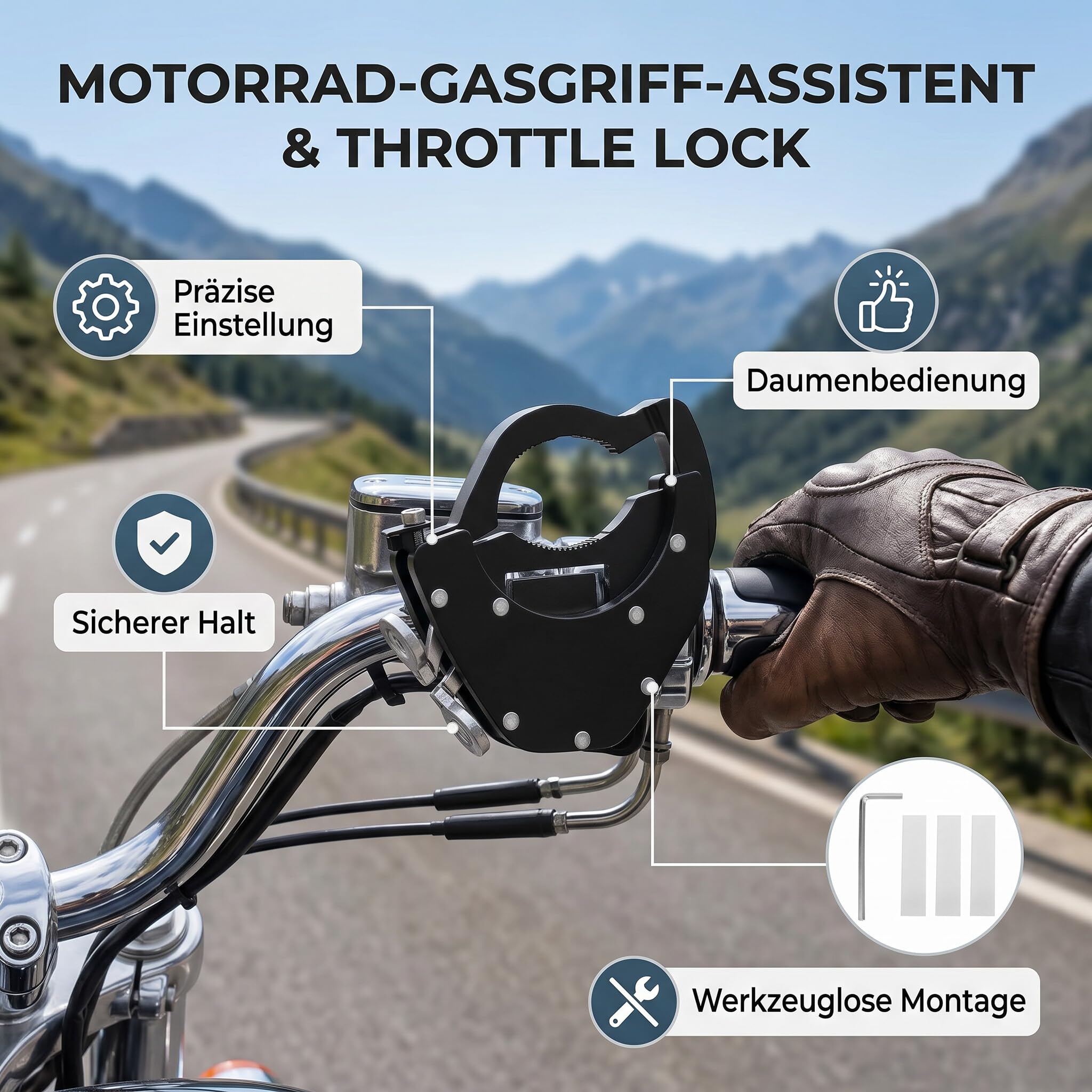 te Motorrad-Drosselklappenschloss, Motorrad-Tempomat, Drosselklappenverschluss, Halterung für Motorrad, Gashebelhilfe, Motorrad, Tempomat, Drosselklappenhilfe, unten Kit (unten)