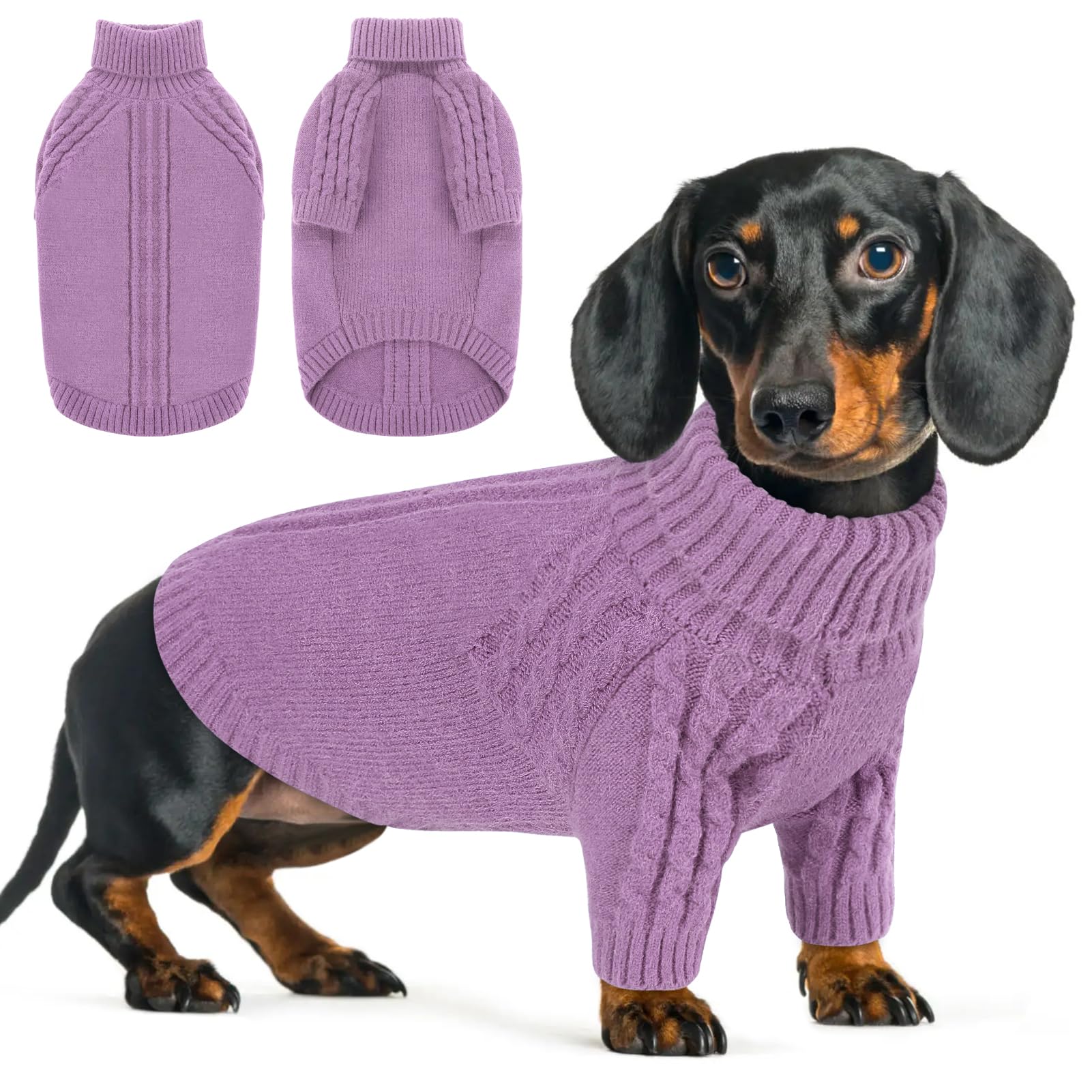 Queenmore Small Dog Jumper UK, Stretchy Knitted Pet Sweater for Cold Weather, for Cocker Spaniel, Poodle, Cockapoo, Pomeranian (Purple, S)