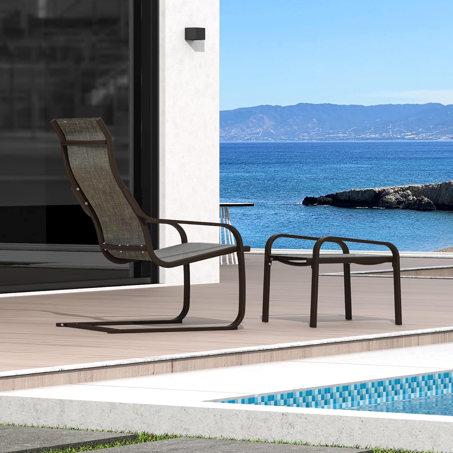 Domi Outdoor C Spring Motion Chair,Patio Bistro Set of 2, All - Main Image