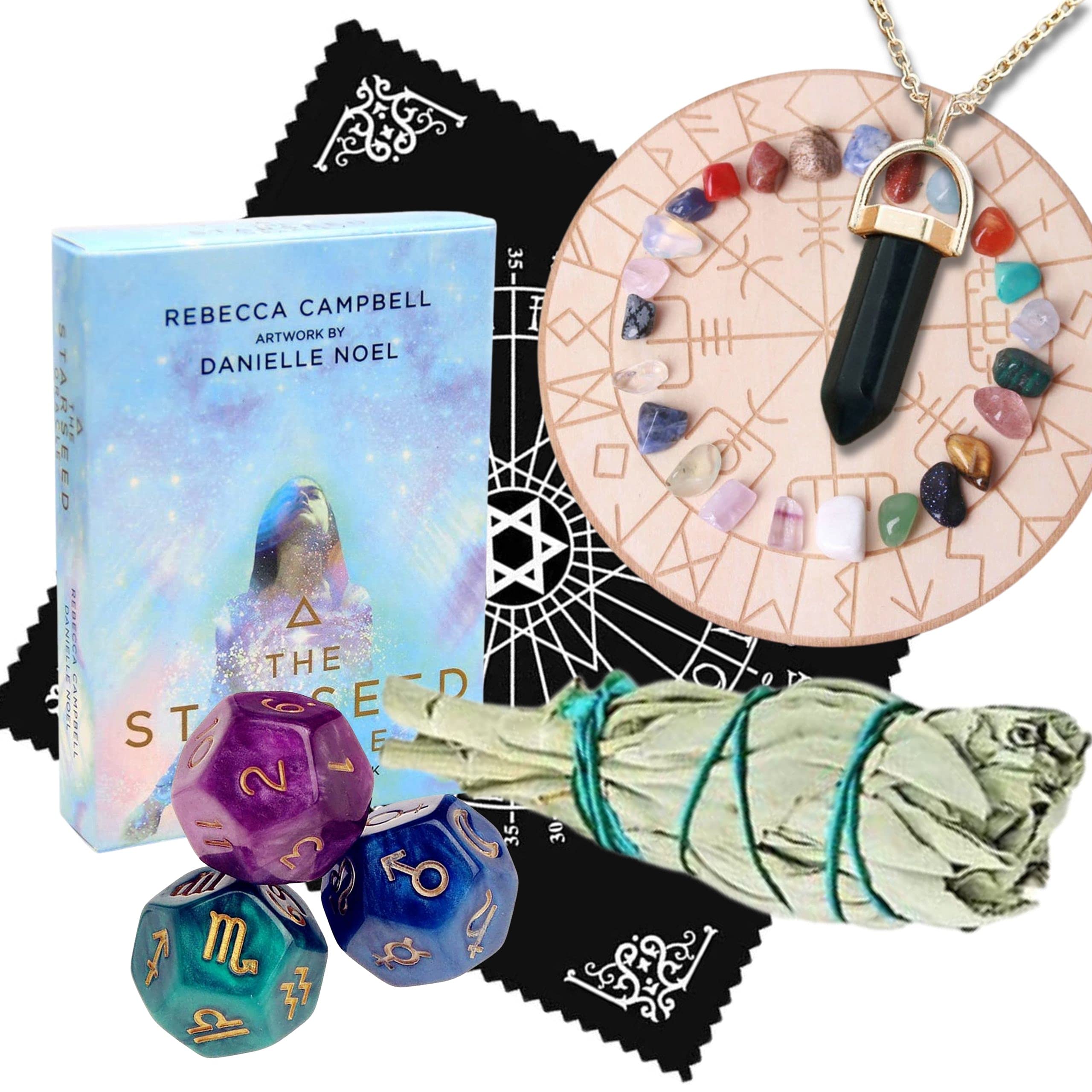 DOX+LAMB Tarot Card Lover Gift Box Set with StarSeed Oracle Deck - Altar Cloth, Crystal Pendulum, As