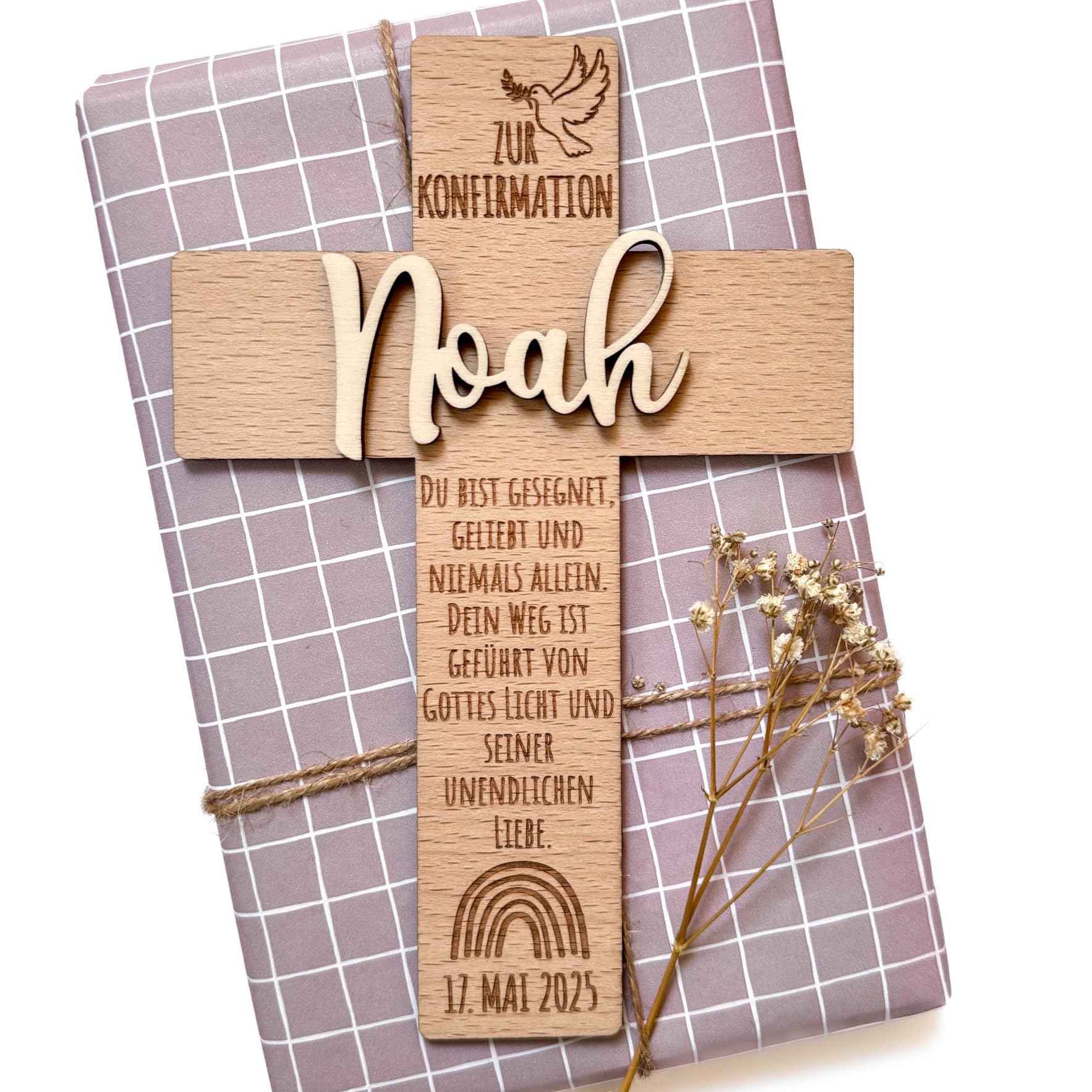 Konfirmation Kreuz mit Name aus Holz Konfirmationskreuz personalisiert für Konfirmationskind – Glückwünsche Konfirmationsgeschenk von Großeltern oder für Patenkind
