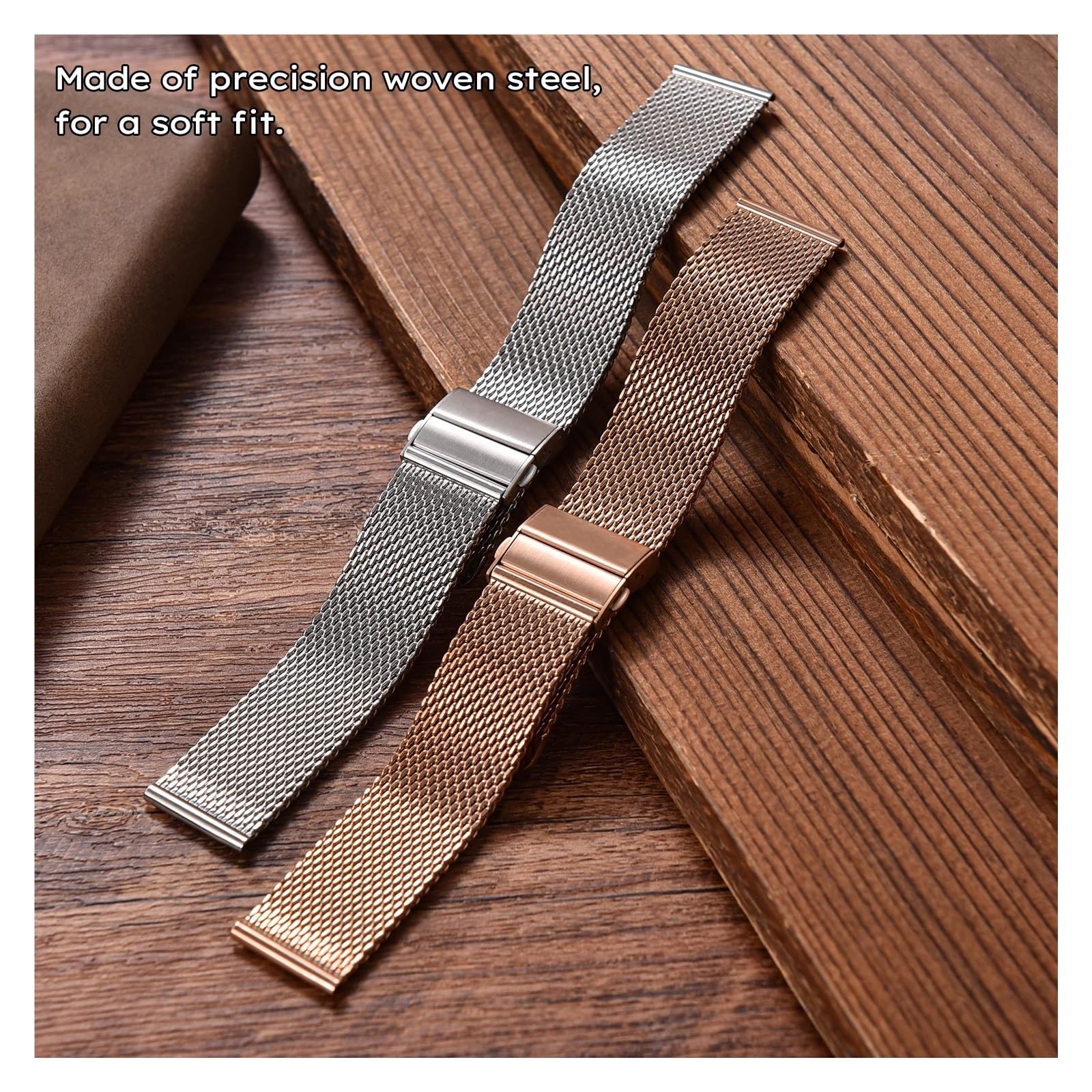 Correa de reloj de malla de acero inoxidable para hombres y mujeres, pulsera fina de liberación rápida de 18mm, 20mm y 22mm, correas de Metal