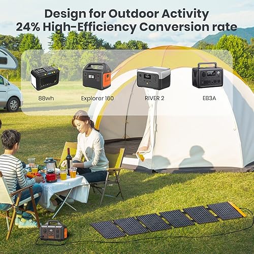 Miniatura 2 de FlexSolar Panel solar plegable de 60 W, cargador solar portátil con puerto USB-CUSB-A QC3.0DC 20-28V, panel solar impermeable IP67 para caravana,