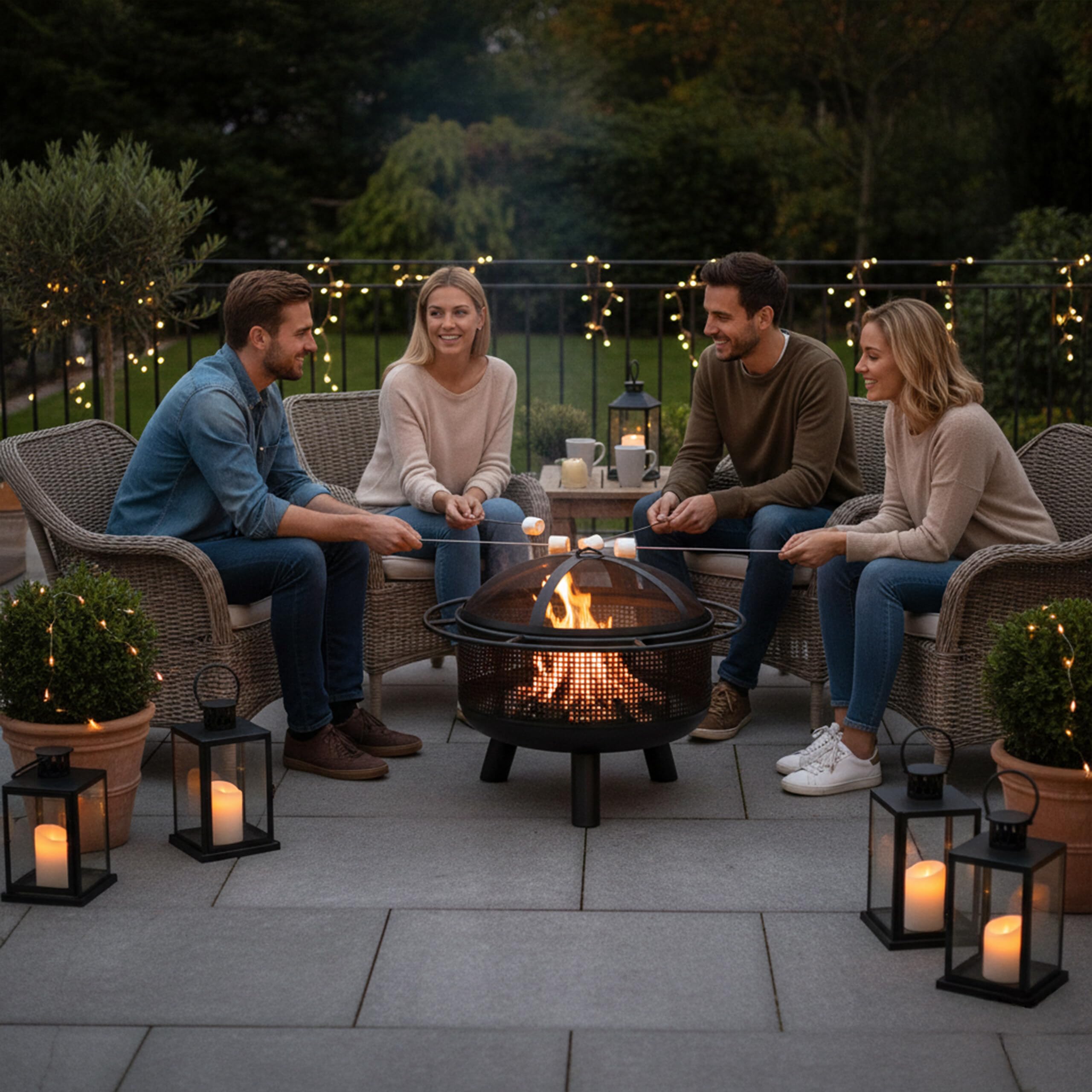 Relaxdays Braciere con parascintille, HD: 52x60 cm, attizzatoio, Giardino e terrazza, focolare