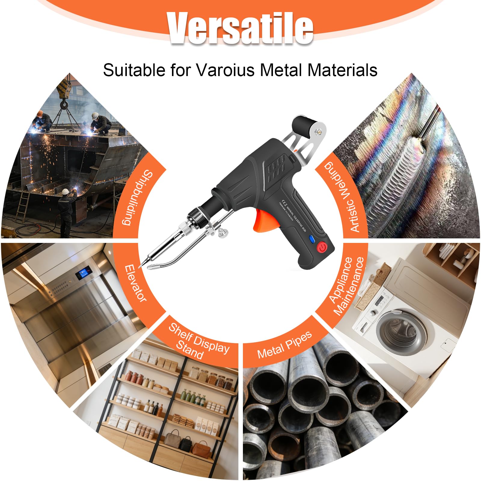 Qivine Electrique Pistolet a Souder Metal 60W, Portatif Fer à Souder avec Fil de Soudage, Kit Soudure Electronique Industriel pour le Soudage de Circuits Imprimés, la Maintenance Électrique
