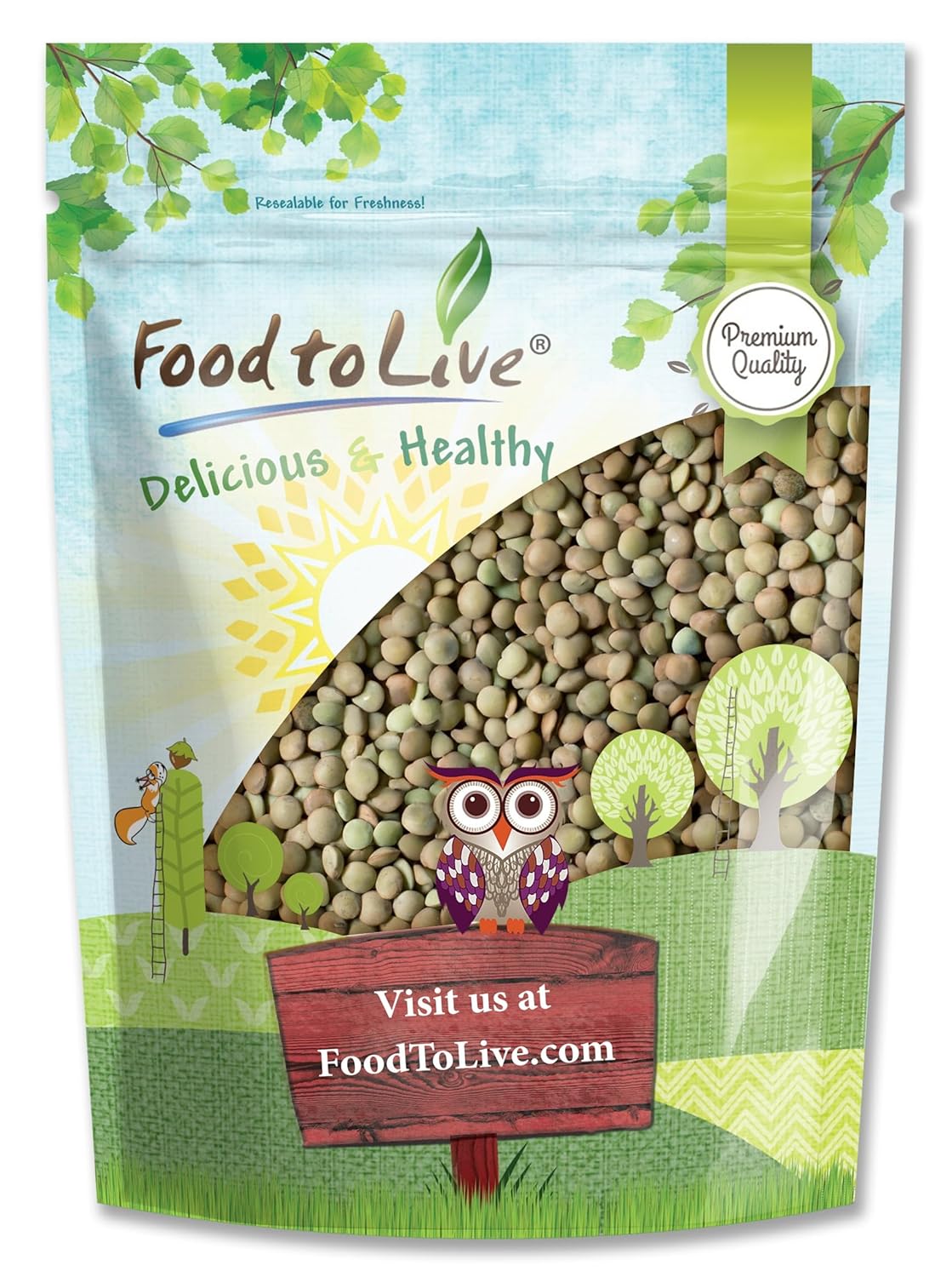 Food to Live - Whole Green Lentils, 4 Pound Dried Raw Lentils, Sproutable, Kosher, Vegan. Rich in Dietary Fiber, and Protein. No Soaking Required.
