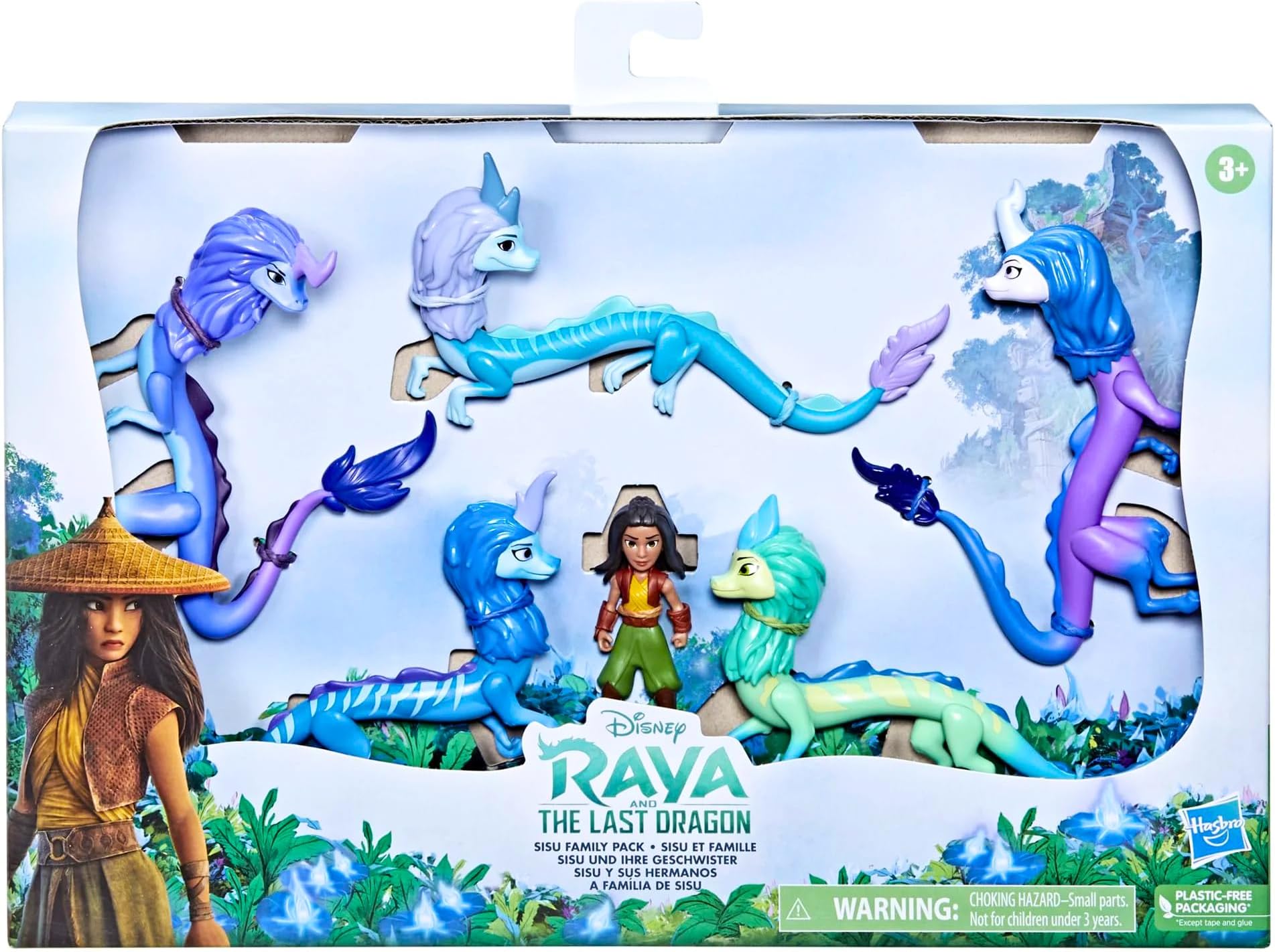 Raya and The Last Dragon Sisu Family Pack, Includes 5 Dragon Toys and Raya Doll, Toys for Kids 3 and Up