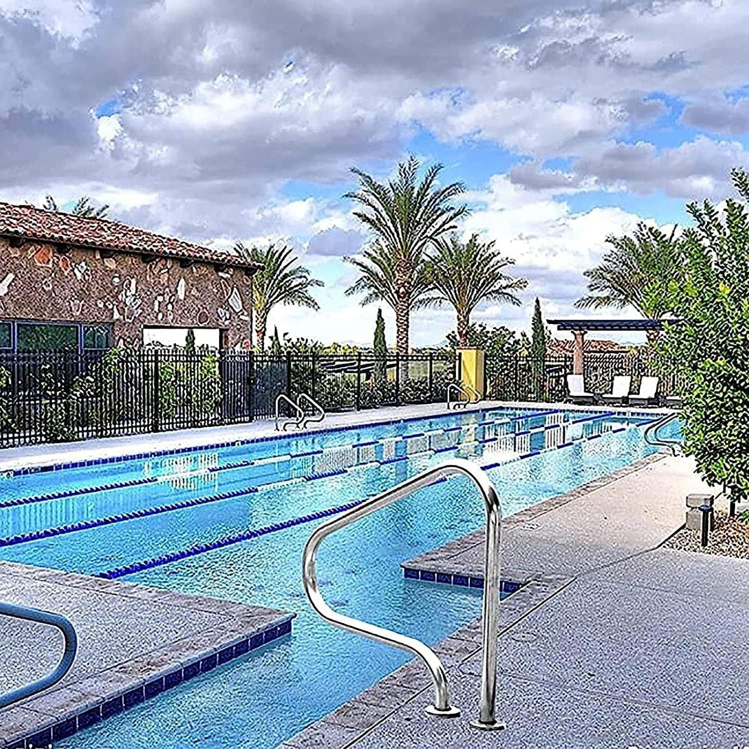 Swimming Pool Safety Hand Rail 80x80x27cm Stainless Steel Pool Hand Rail, Easy to Install Swimming Pool Hand Rails for Inground Swimming Pools-Universal Size (Thick 1mm)