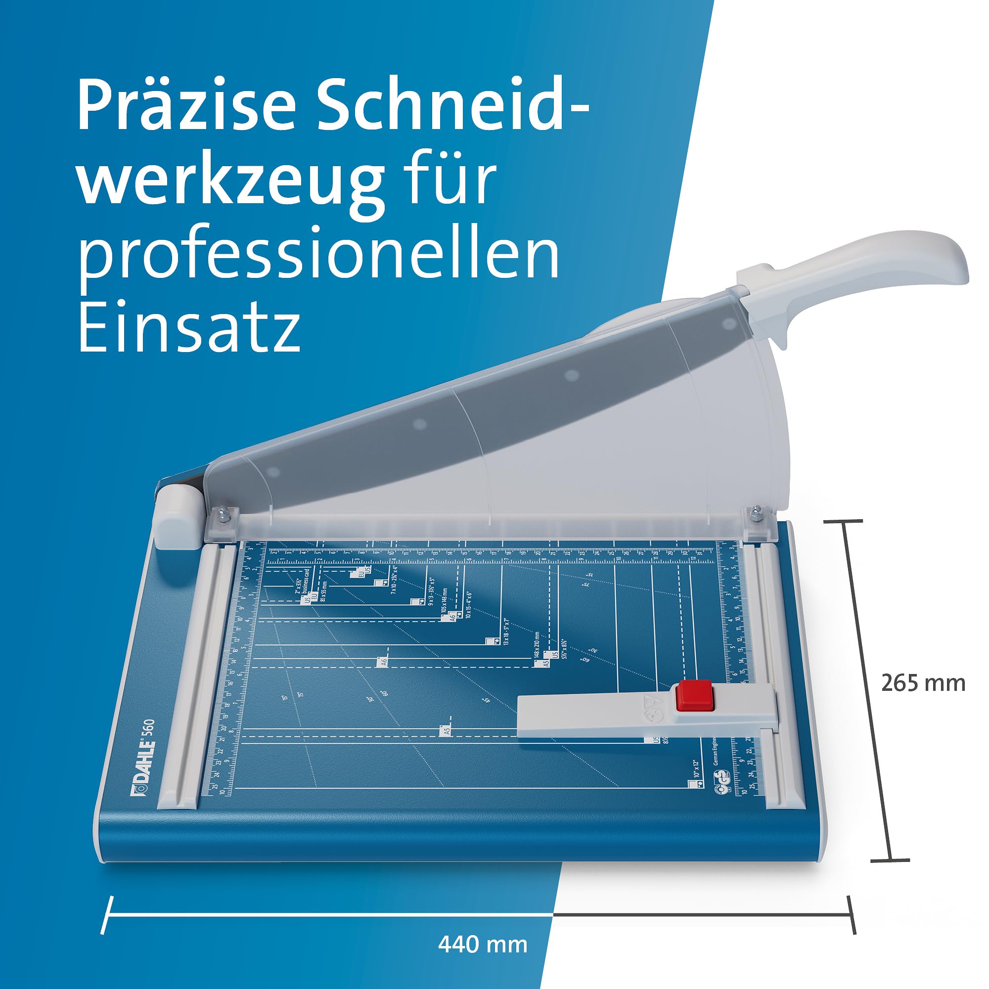 Dahle 560 Papierschneider (Format bis DIN A4, 25 Blatt Schneidleistung) Schnittlänge 340 mm