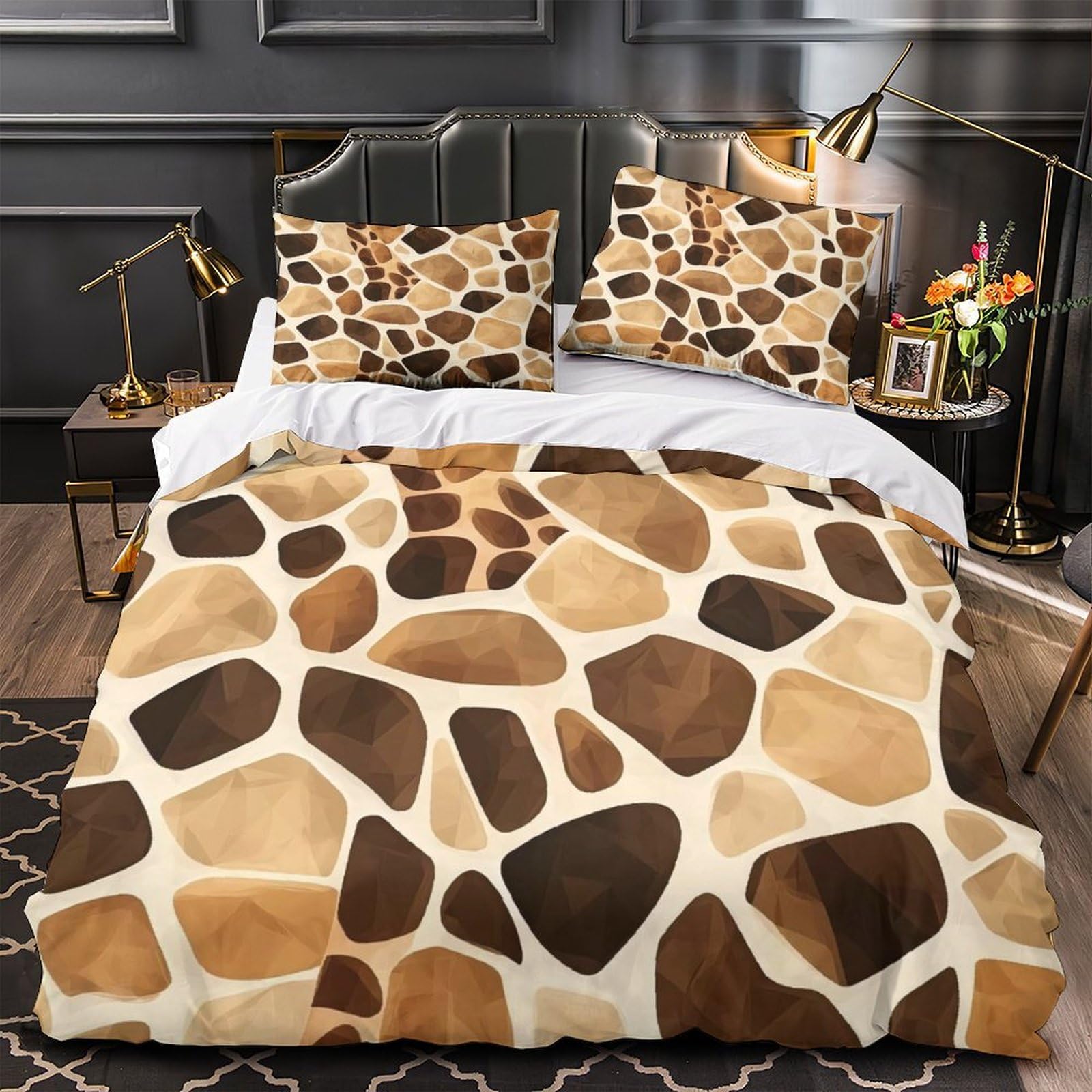 Fini la couette qui glisse avec notre parure lit girafe zippée 140x200