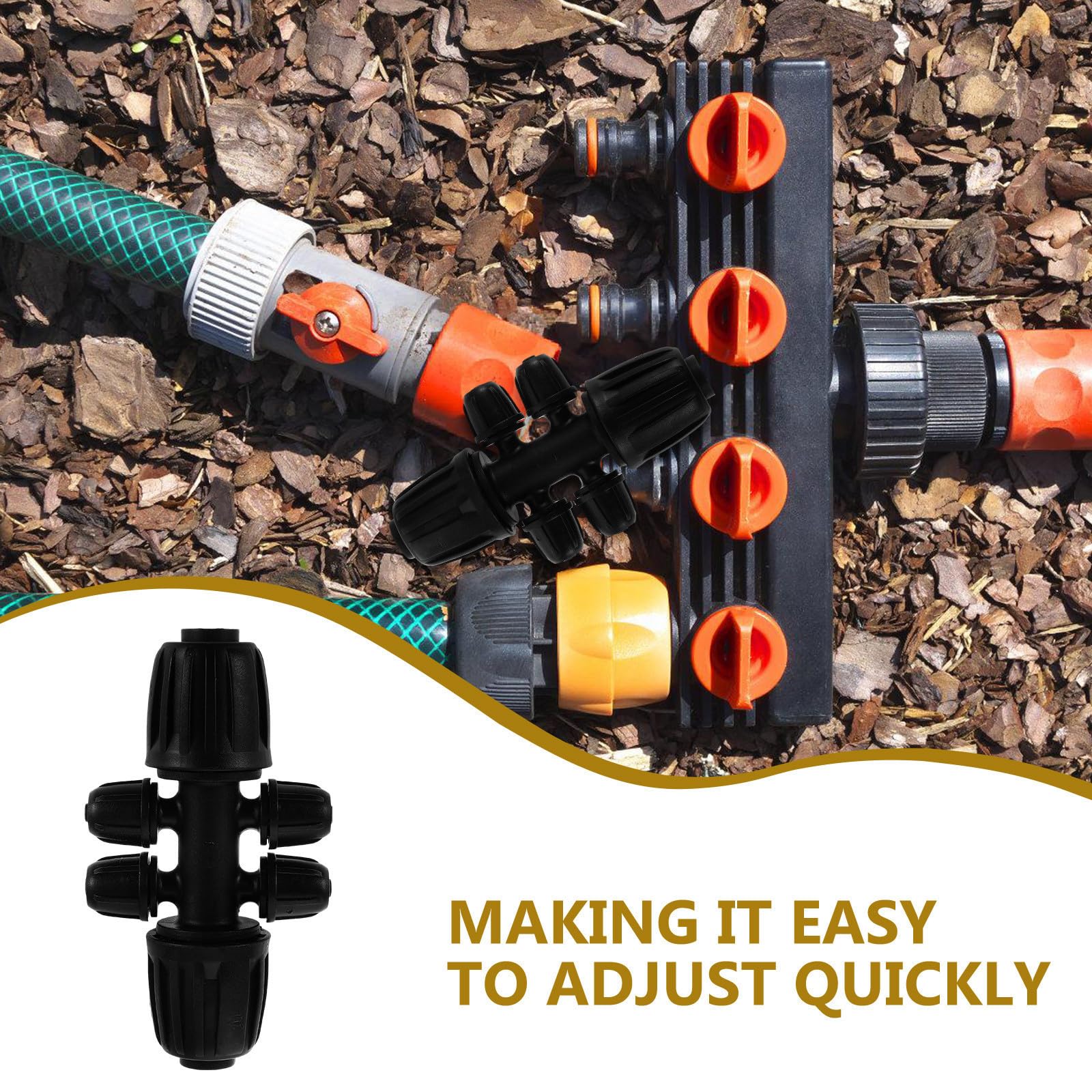 24 Piezas Conector de Púas para Riego por Goteo de 6 Vías PE