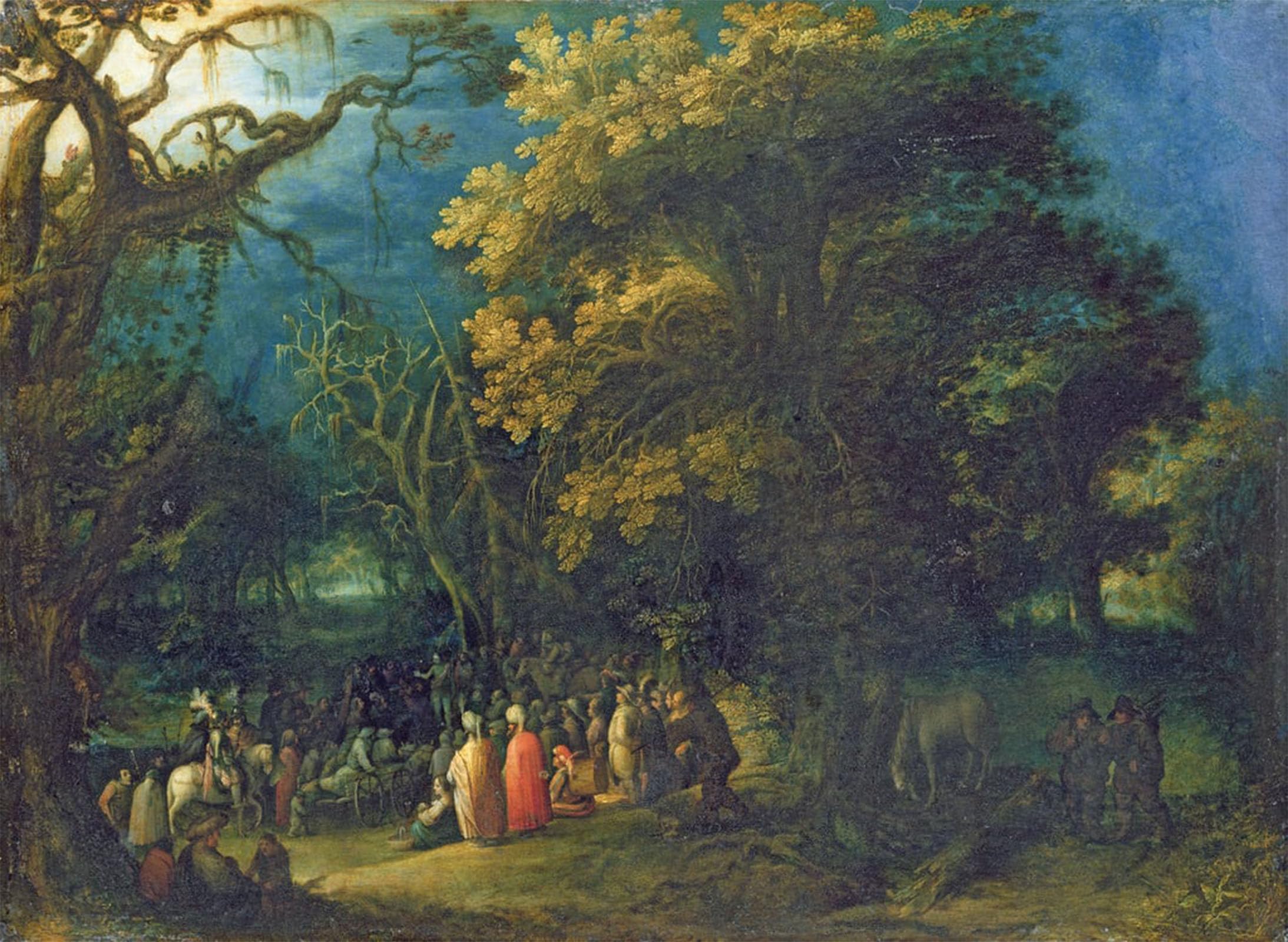 POSTERIIk Vintage Print Pop Art Landscape Artwork the Sermon of John the Baptist by Elsheimer Art Prints for Office Home Decor 60x90cm