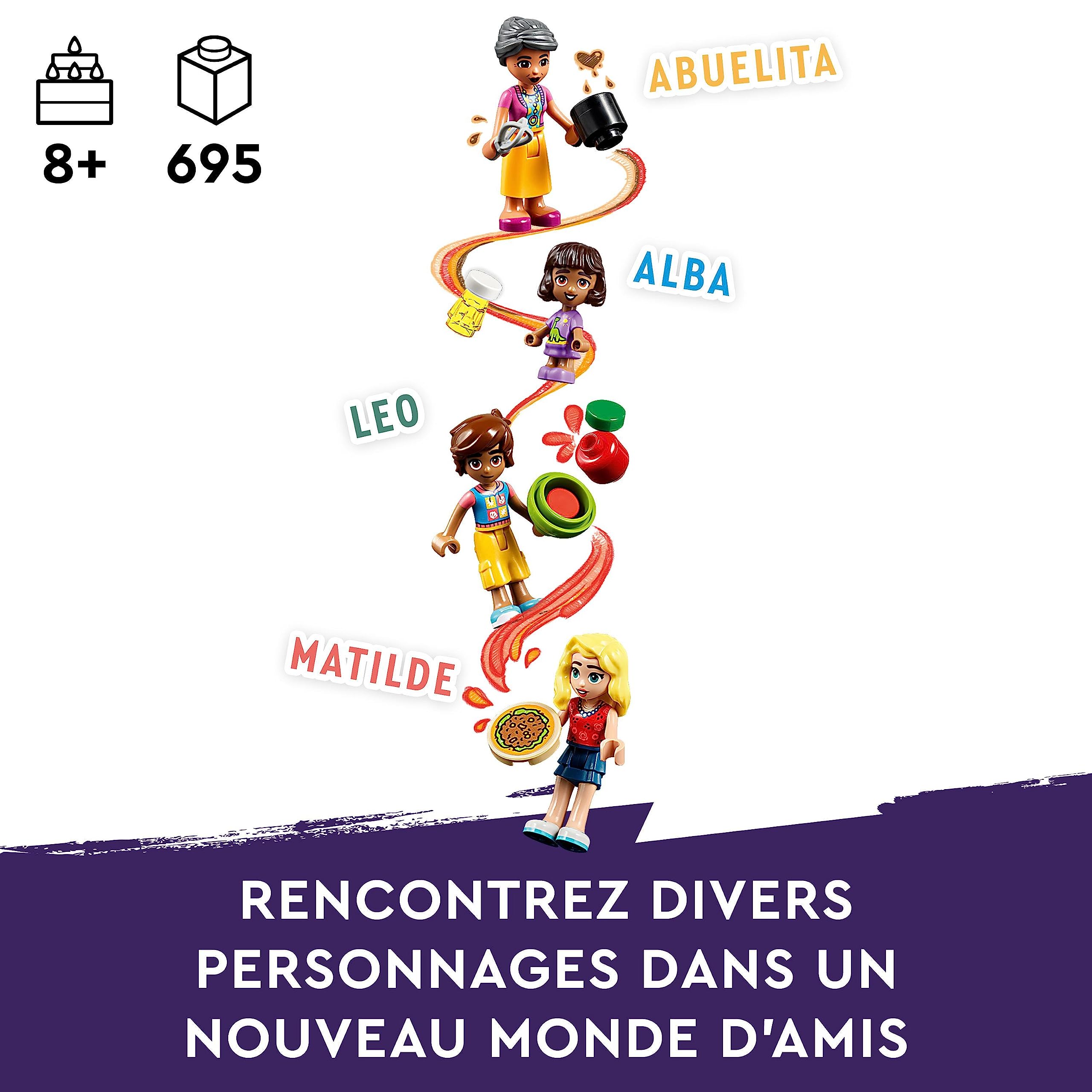 LEGO Friends La Cuisine Collective de Heartlake City - Jeu de Rôle avec Accessoires de Maison - Inclut 3 Mini-Poupées Plus Figurine Churro Le Chat - À Combiner avec Le Centre Collectif (41748) 41747