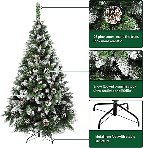 Miniatura 2 de MuRealy Árbol de Navidad de 4 pies  Pino de Navidad artificial de alta calidad con bisagras sin iluminación con 300 puntas de ramas de PVC, diseño