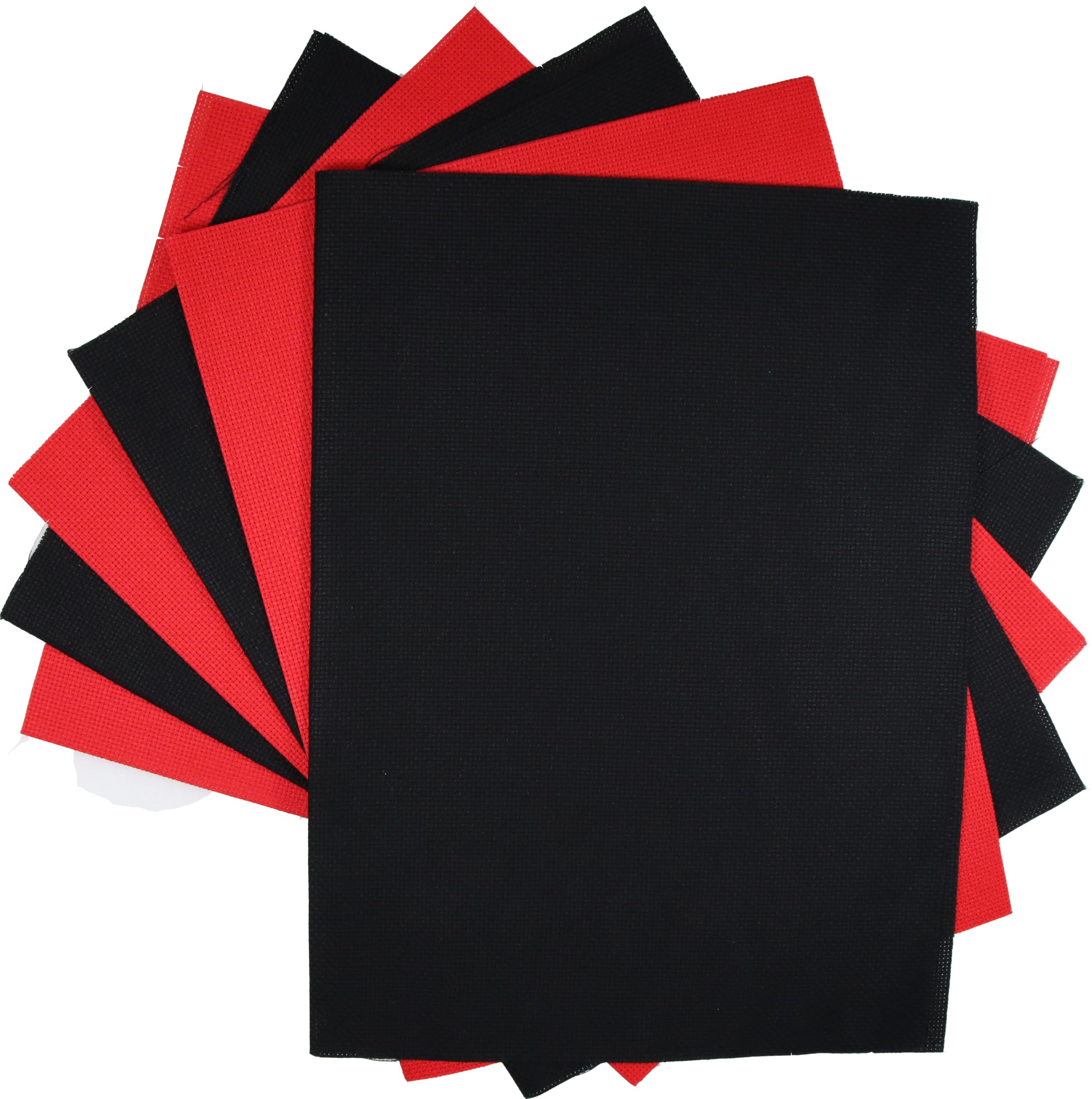 KCS 4/6 pc of 12" x 18" 30cmx45cm 16CT Counted Cotton Aida Cloth Cross Stitch Fabric (Red+Black, 6 pc)