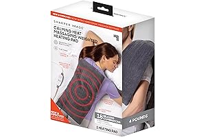 Weighted Electric Heating Pad with Massaging Vibrations, 6 Settings-3 Heat, 3 Massage-9 Relaxing Combinations