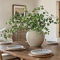 HyeFlora 5-Pack 32.7" Artificial Eucalyptus Leaves Stems - Lifelike Silk Greenery Branches for Farmhouse Home Kitchen Decor (Green)