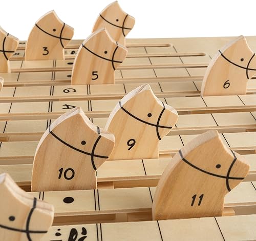 Miniatura 3 de Hey! Play! Juego de carreras de caballos de madera con dados, tarjetas y fichas - Juegos de mesa para interiores y exteriores para adultos, niños,