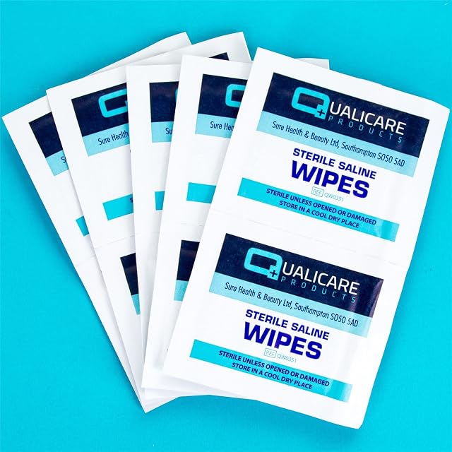 30x Qualicare First Aid Sterile Injury Wipes - Alcohol Free Saline/Skin Wipes