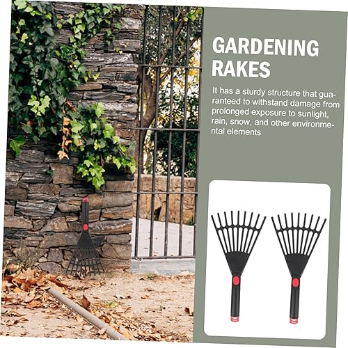 Miniatura 3 de 2 rastrillos de jardín de plástico para hierba y hojas muertas, herramientas prácticas de jardinería para el cuidado del césped, rastrillos de mano