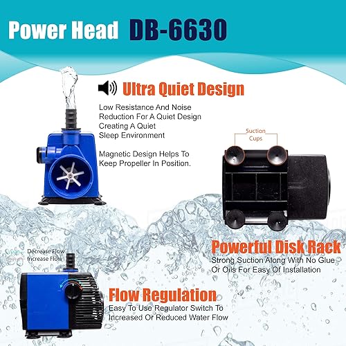 Miniatura 2 de Aqua Dream Bomba sumergible de 800 GPH (3000 LH, 55 W), bomba de agua ajustable ultra silenciosa para estanque, acuario, pecera, fuente, hidroponía,