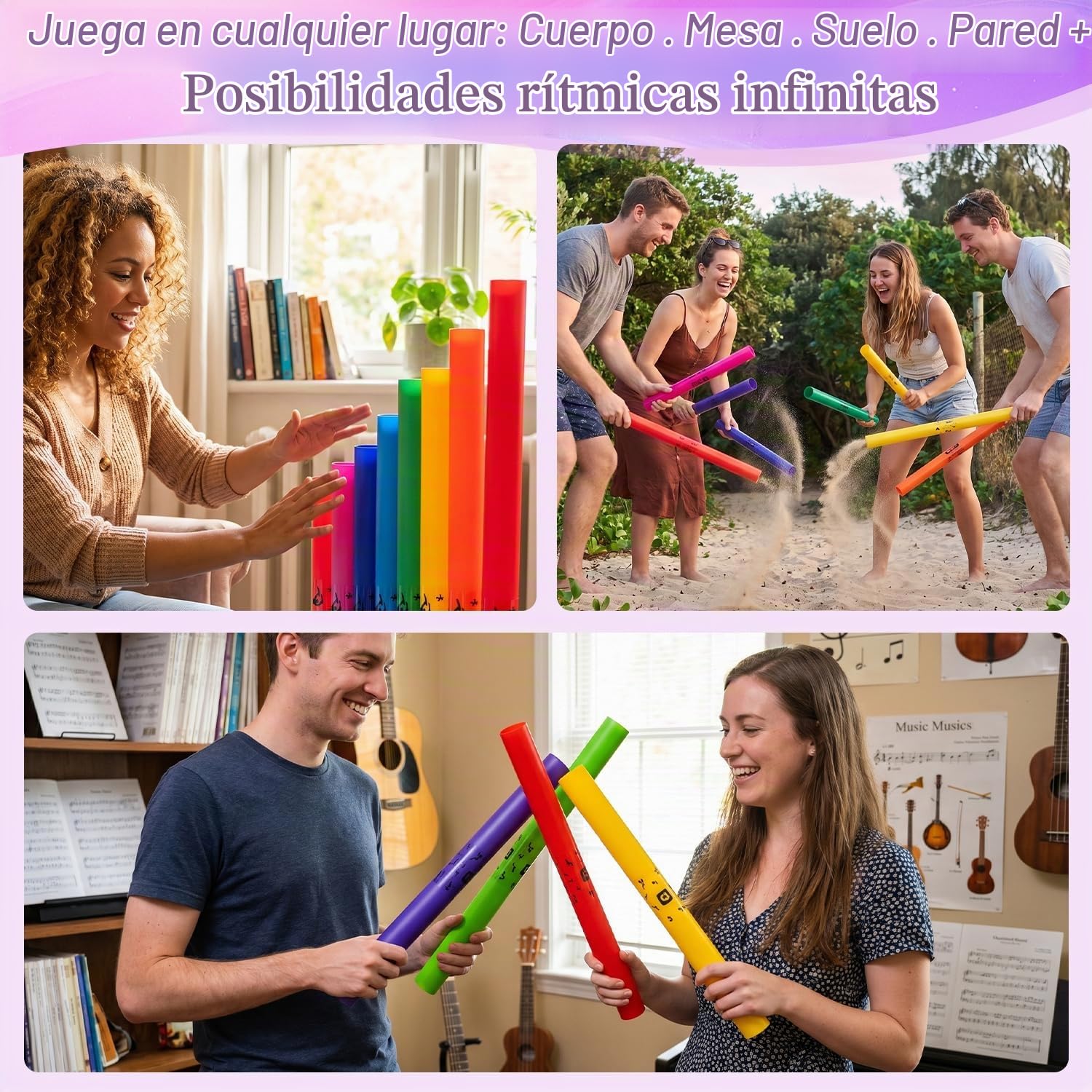 Tissting Juego de 8 Tubos de Sonido Musical de 8 Tonos Coloridos | Kit de Instrumentos de Percusión para Actuaciones en Grupo, Aula, Hogar y Exteriores
