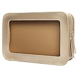 LETGO Clear Makeup Bags, TSA Approved Toiletry Bag with Zipper, Clear Makeup Organizer Fit Carry-on Travel Essentials,Clear Cosmetic Bags for Women Men (C-Gold)