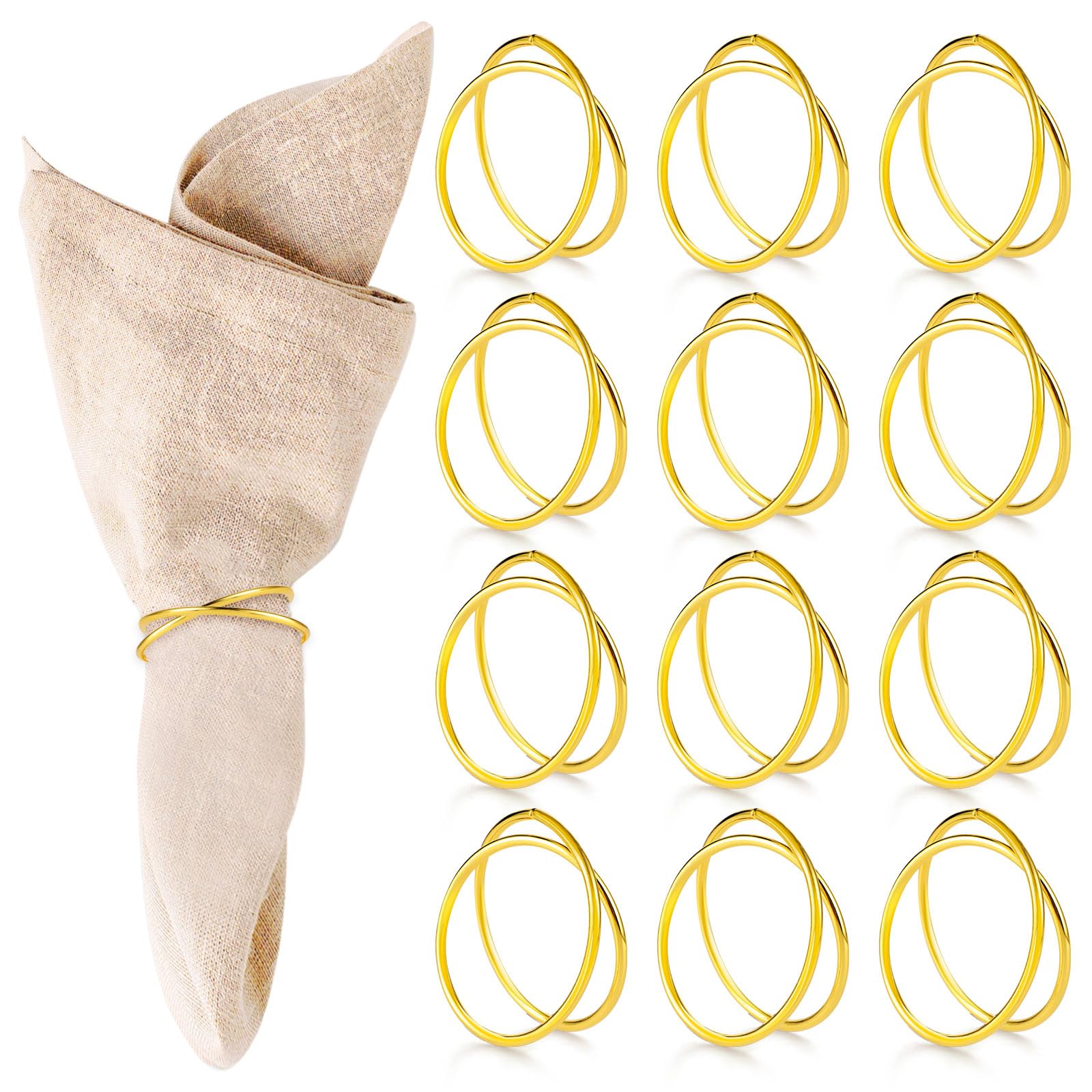 Sibba Spiral Napkin Rings 12 Pcs Gold Napkin Clips Holders Buckles Pins Serving Napkin Rings Table Linens Rings Cloth Napkin Holder Accessories Fit Wedding, Dinner Party, Table Decorations (Golden)