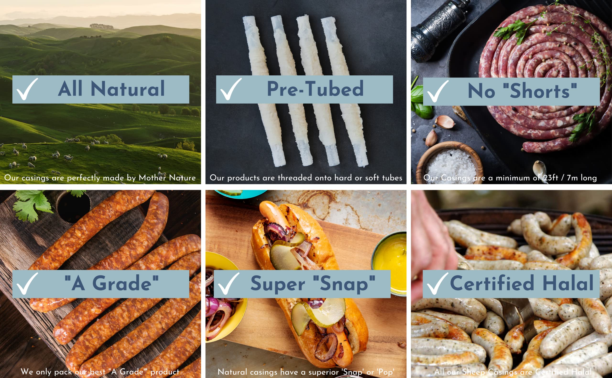 Natural SHEEP Casings for Sausage Making, 32ft of 2426mm, Ideal