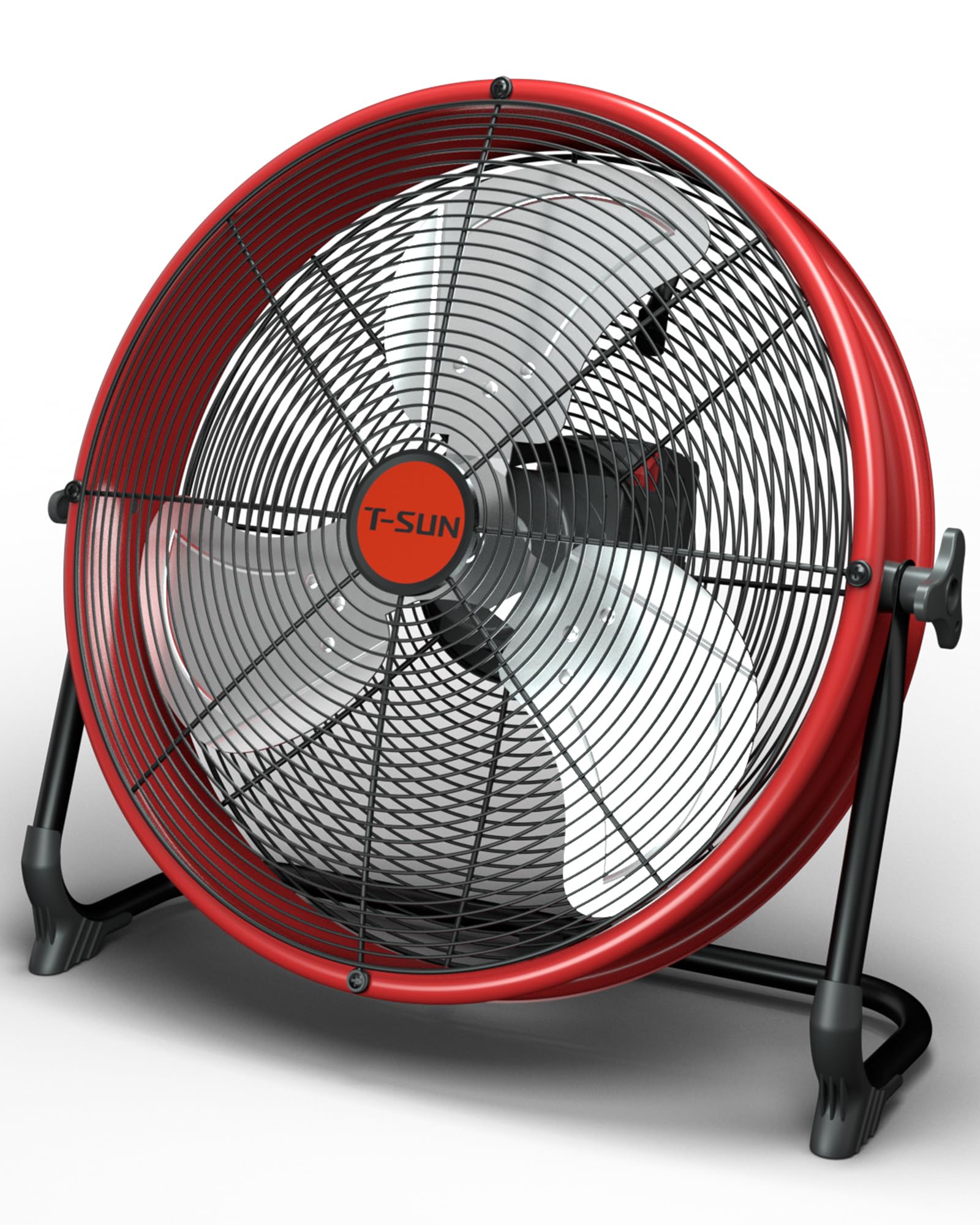 Ventilateur de Sol 40CM compatible avec Batterie Mil-wau-kee/AC-Adaptateur | Réglage Continu des Vitesses | Inclinaison Réglable | Silencieux | Ventilateur Portable pour Camping Garages(Sans Batterie)