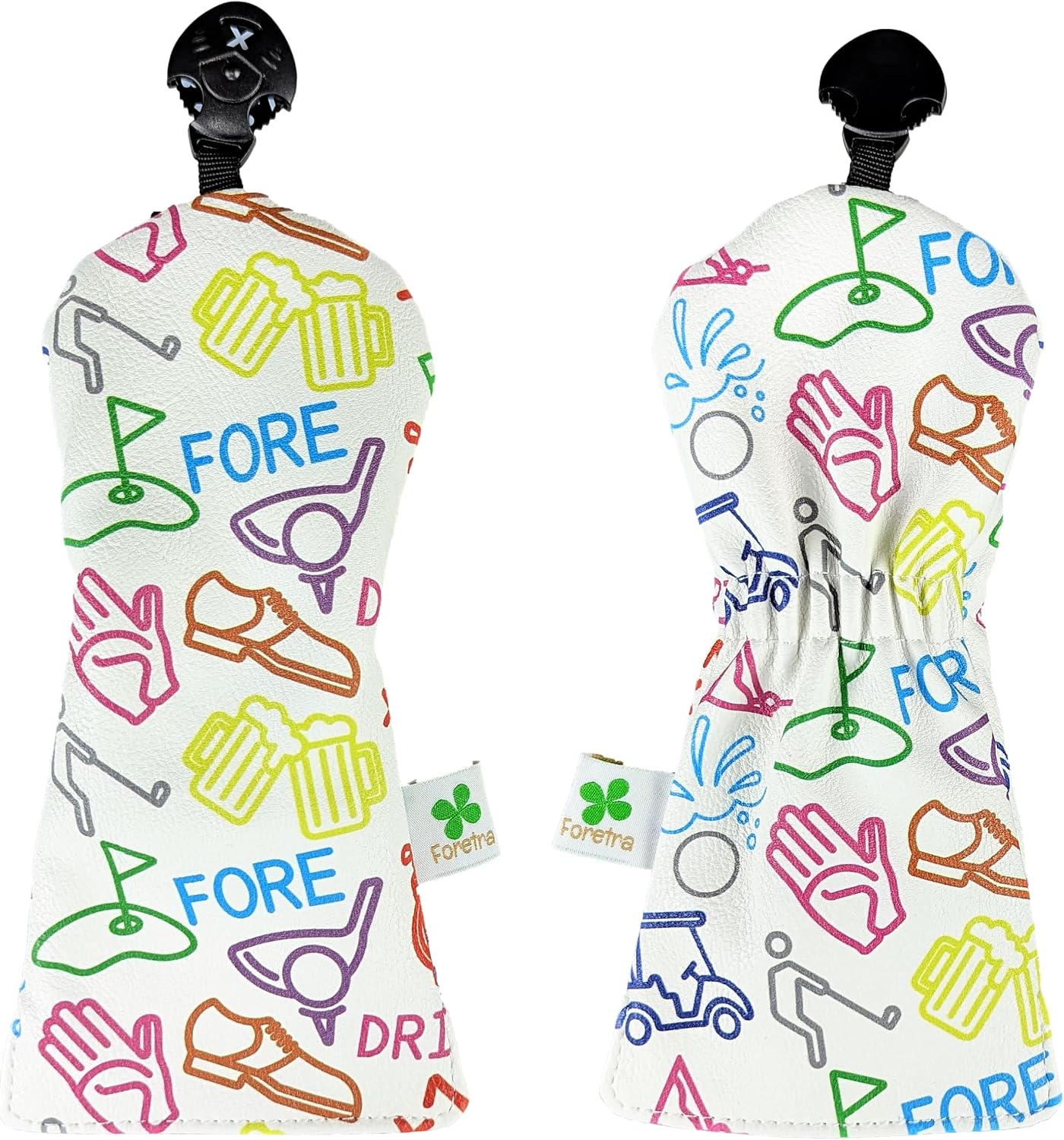 Foretra Golf Icons Pattern Driver Headcover Golf Club Covers Novelty Blade Mallet Putter Cover Head Cover Golf Accessories for Most Brands