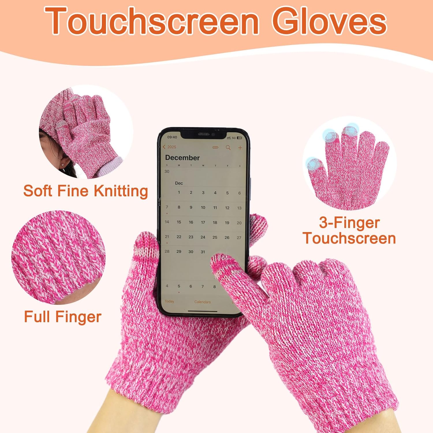 Kids Dinosaur Hat Scarf Gloves Set, Winter Warm Fleece Pompom Beanie Knit Scarf Christmas Gifts for Girls Boys 4-10 yr - Image 4