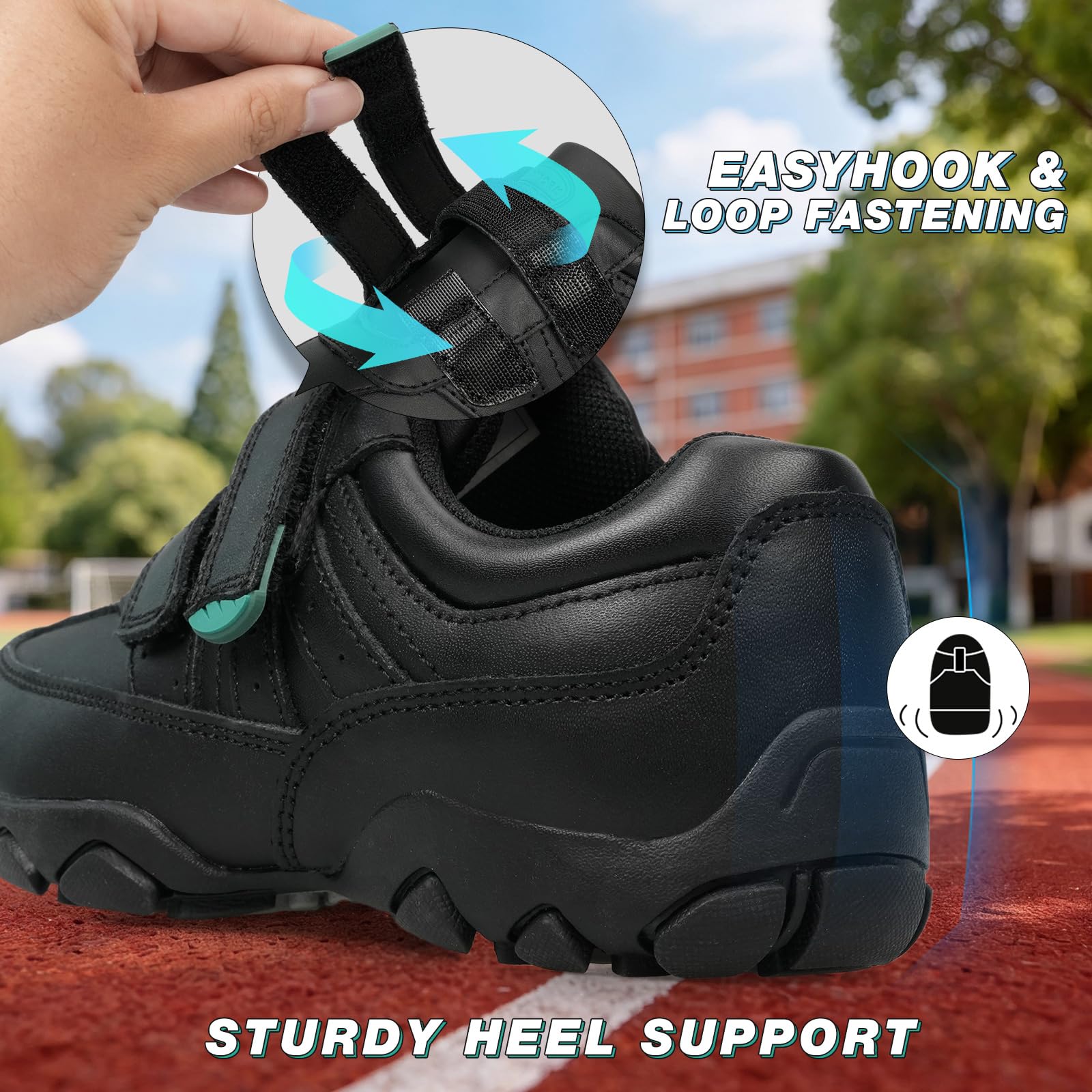Scarpe da scuola classiche per ragazzi in pelle nera taglia 12.5uk Little Kids-6.5uk Big Kids