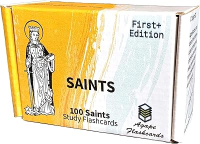Agape Flashcards- Saints Study Flashcards: 100 of The Most Interesting and Inspiring Patron Saints | Pack of 100 Study Flashcards | Perfect for Learning Saints History and Lives | Made in USA