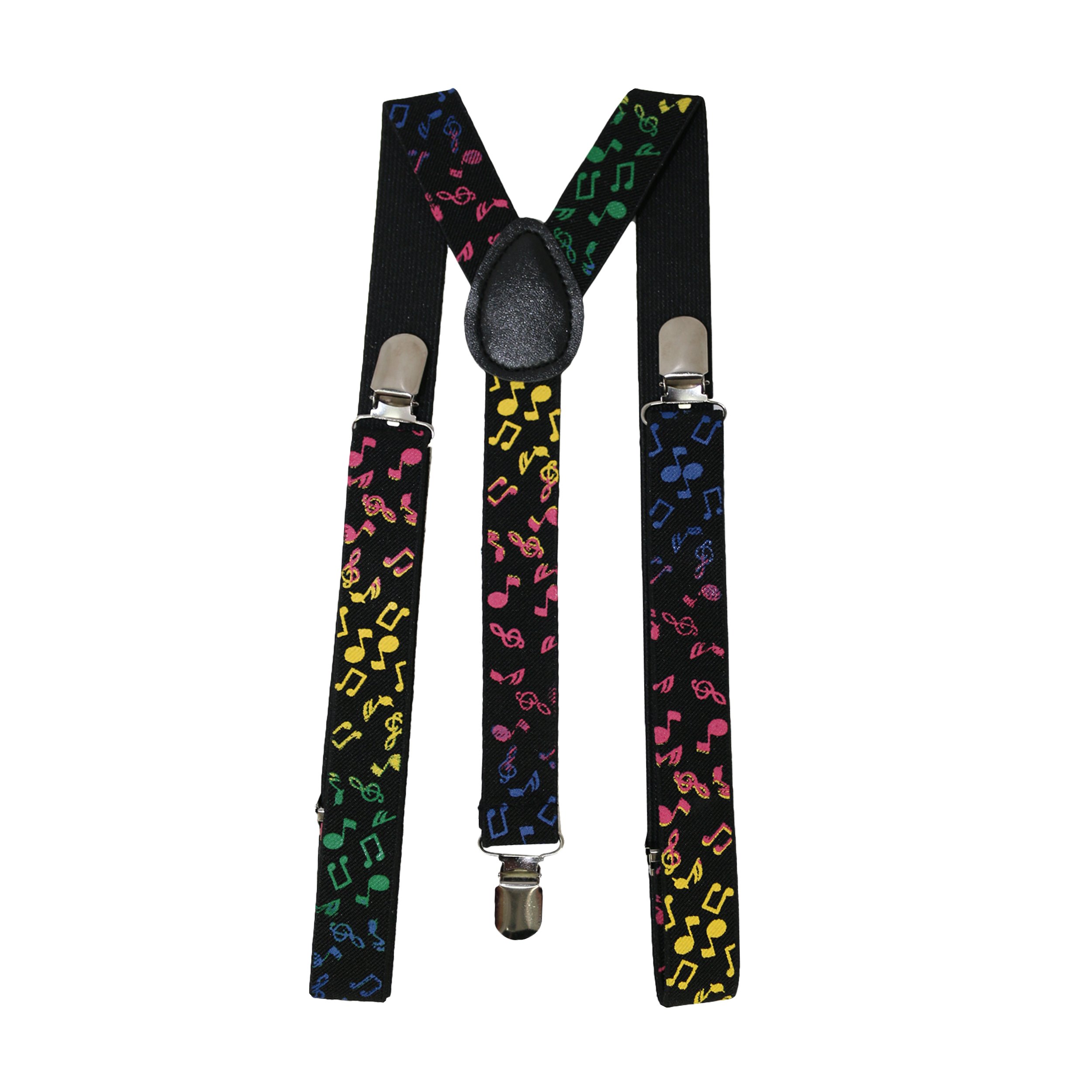 Robelli Unisex Rainbow Music Notes Adults & Kids Adjustable & Fun Printed Braces/Suspenders (Rainbow Music Notes)