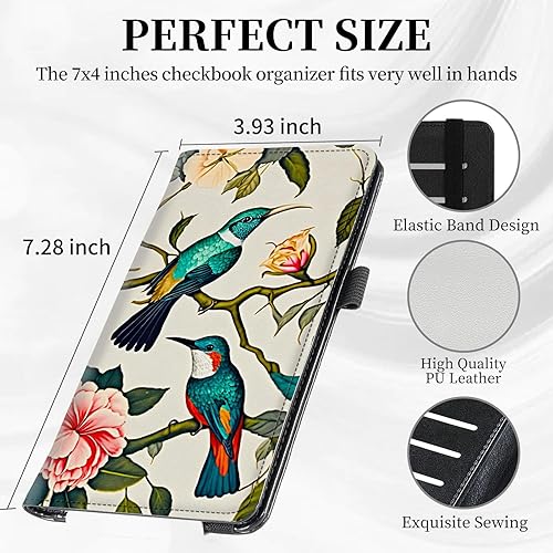 Vista 129 de Funda para chequera personal con diseño de tortuga marina verde, funda de piel sintética para hombres y mujeres, con ranuras para tarjetas, soporte